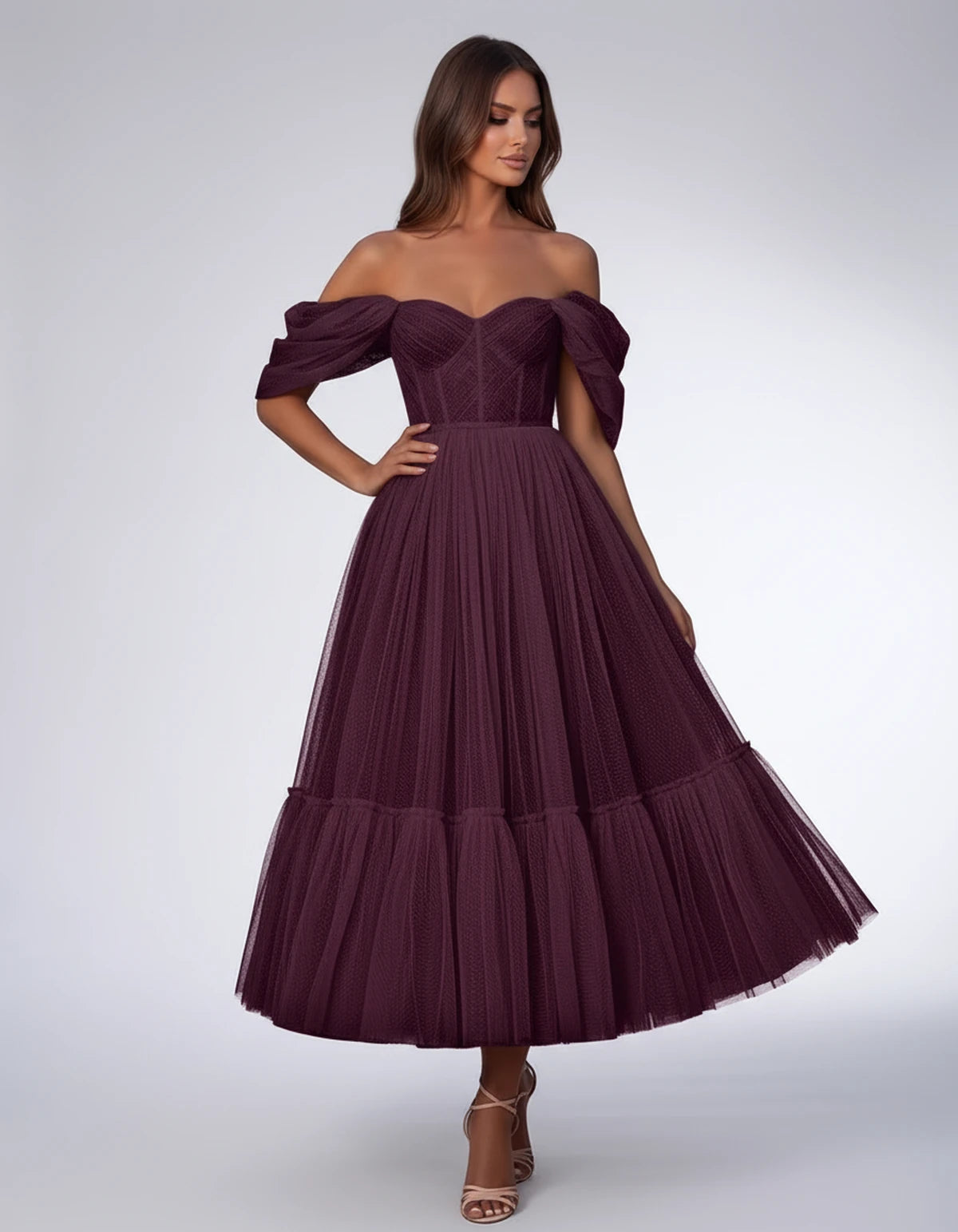 Severine Midi Dresses — Plum | SKU: SD-31681-plum-2,SD-31681-plum-4,SD-31681-plum-6,SD-31681-plum-8,SD-31681-plum-10,SD-31681-plum-12,SD-31681-plum-14,SD-31681-plum-16,SD-31681-plum-16W,SD-31681-plum-18W,SD-31681-plum-20W,SD-31681-plum-22W