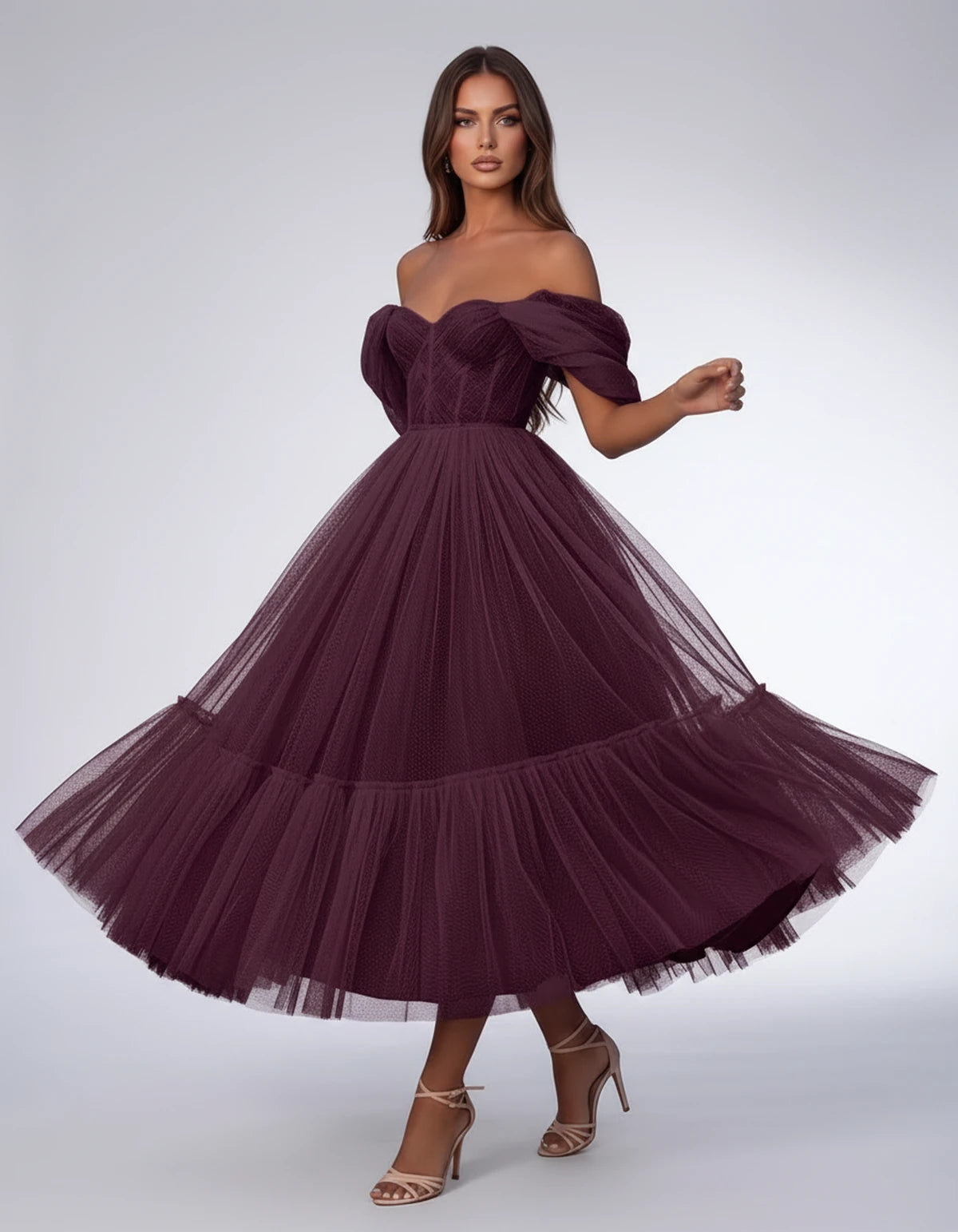 Severine Midi Dresses — Plum | SKU: SD-31681-plum-2,SD-31681-plum-4,SD-31681-plum-6,SD-31681-plum-8,SD-31681-plum-10,SD-31681-plum-12,SD-31681-plum-14,SD-31681-plum-16,SD-31681-plum-16W,SD-31681-plum-18W,SD-31681-plum-20W,SD-31681-plum-22W