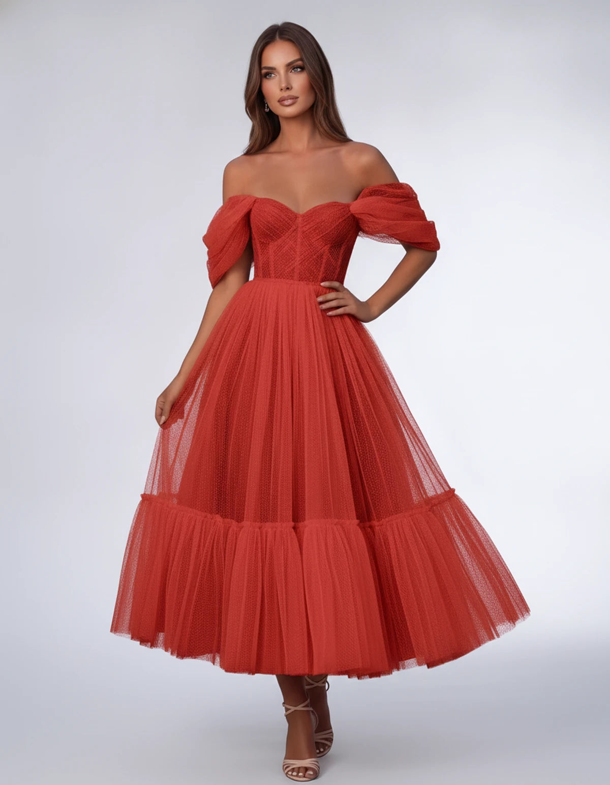 Severine Midi Dresses — Red | SKU: SD-31681-red-2,SD-31681-red-4,SD-31681-red-6,SD-31681-red-8,SD-31681-red-10,SD-31681-red-12,SD-31681-red-14,SD-31681-red-16,SD-31681-red-16W,SD-31681-red-18W,SD-31681-red-20W,SD-31681-red-22W