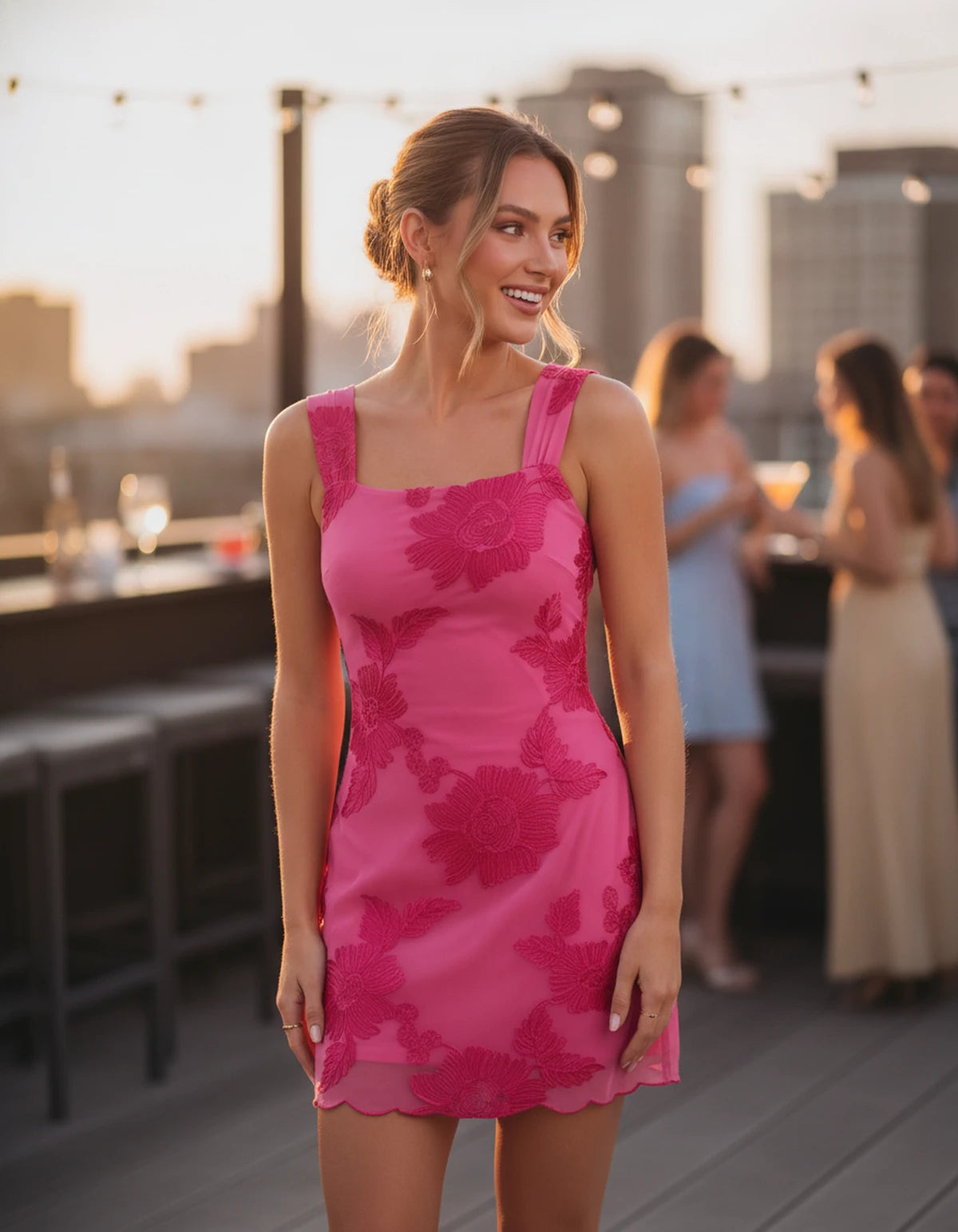 Sibylla Mini Dress — Rose | SKU: SD-55404-rose-2,SD-55404-rose-4,SD-55404-rose-6,SD-55404-rose-8,SD-55404-rose-10,SD-55404-rose-12,SD-55404-rose-14,SD-55404-rose-16,SD-55404-rose-16W,SD-55404-rose-18W,SD-55404-rose-20W,SD-55404-rose-22W