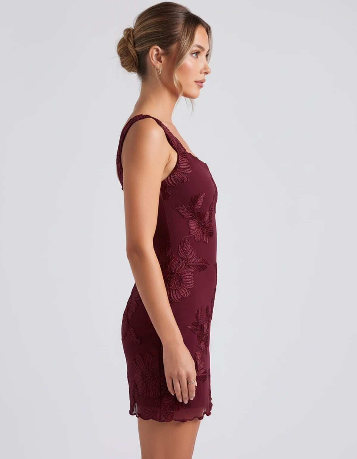 Sibylla Mini Dress — Wine | SKU: SD-55404-wine-2,SD-55404-wine-4,SD-55404-wine-6,SD-55404-wine-8,SD-55404-wine-10,SD-55404-wine-12,SD-55404-wine-14,SD-55404-wine-16,SD-55404-wine-16W,SD-55404-wine-18W,SD-55404-wine-20W,SD-55404-wine-22W