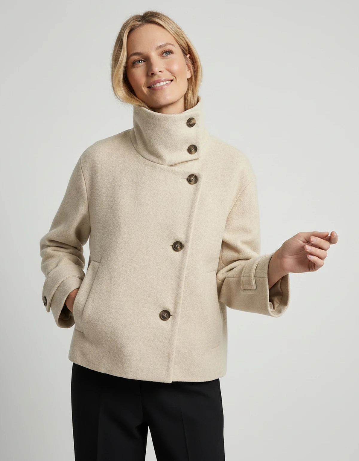 Sidonie Coat — Khaki | SKU: SD-11311-khaki-XS,SD-11311-khaki-S,SD-11311-khaki-M,SD-11311-khaki-L