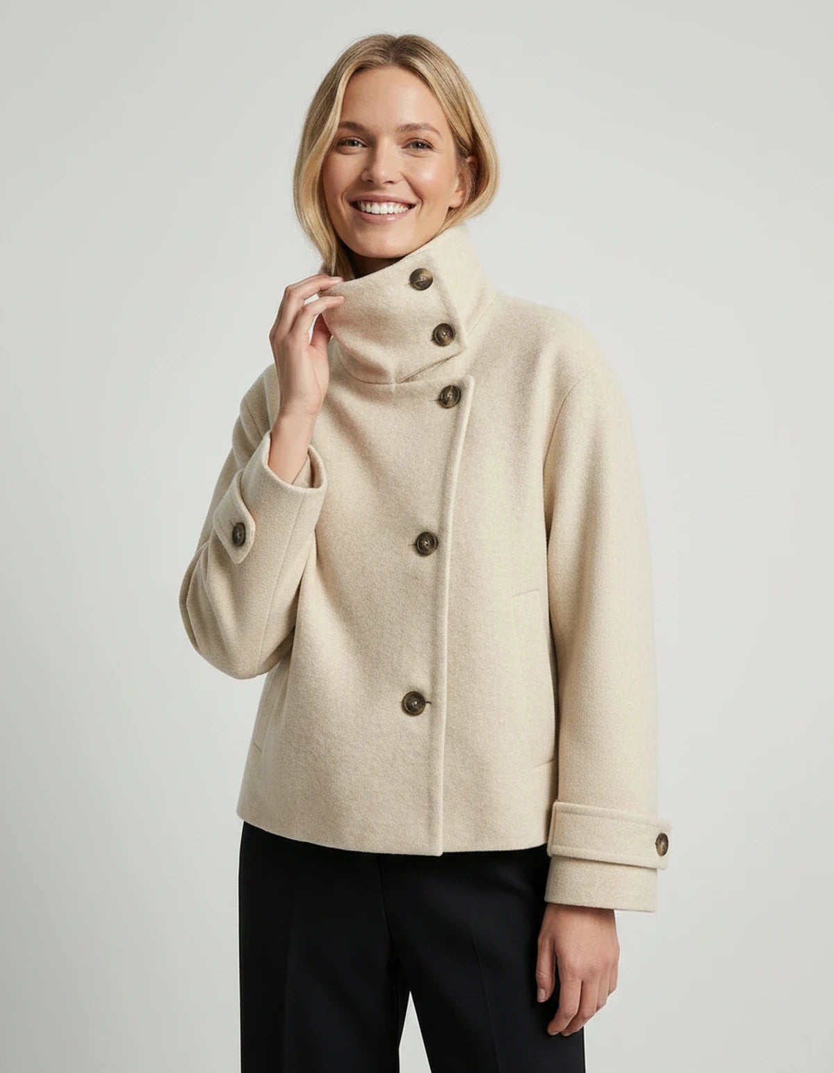 Sidonie Coat — Khaki | SKU: SD-11311-khaki-XS,SD-11311-khaki-S,SD-11311-khaki-M,SD-11311-khaki-L