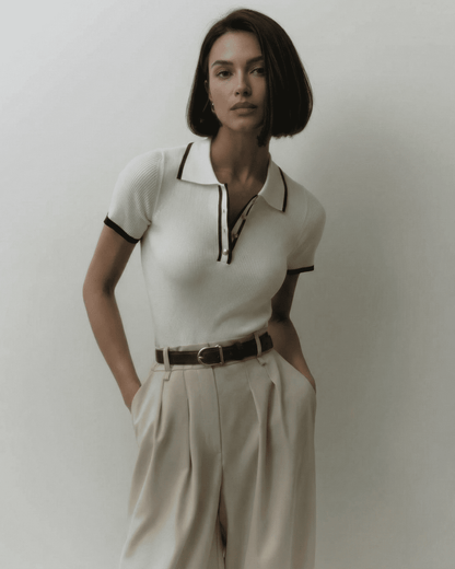 Siena Polo Shirt by SLIMONA, refined slim fit with modern contrast detail, lightweight and stylish.