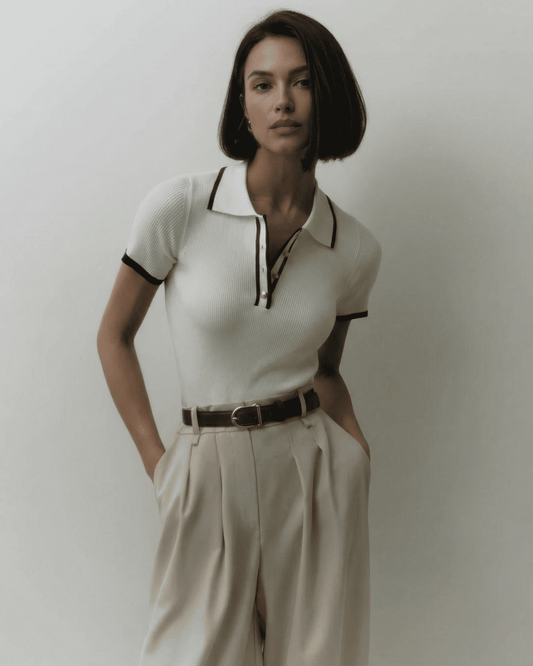 Siena Polo Shirt by SLIMONA, refined slim fit with modern contrast detail, lightweight and stylish.