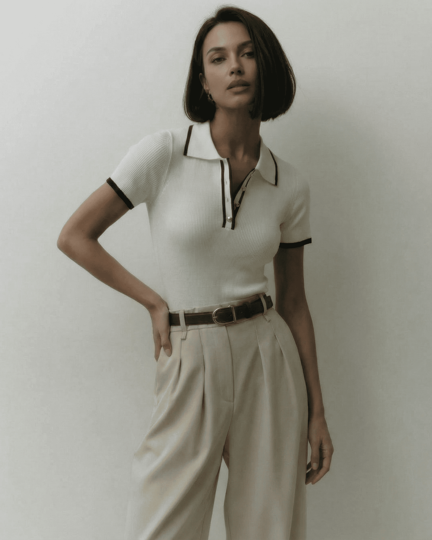 Siena Polo Shirt by SLIMONA - Women's refined slim fit polo with modern contrast detail.