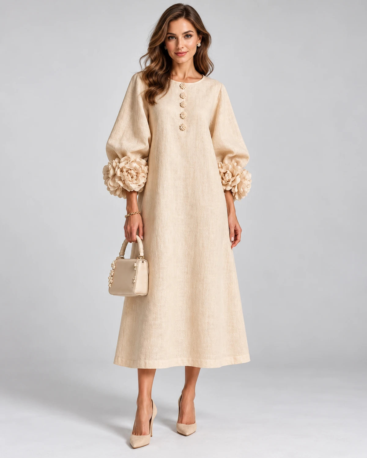Sirena Midi Dresses — Apricot color