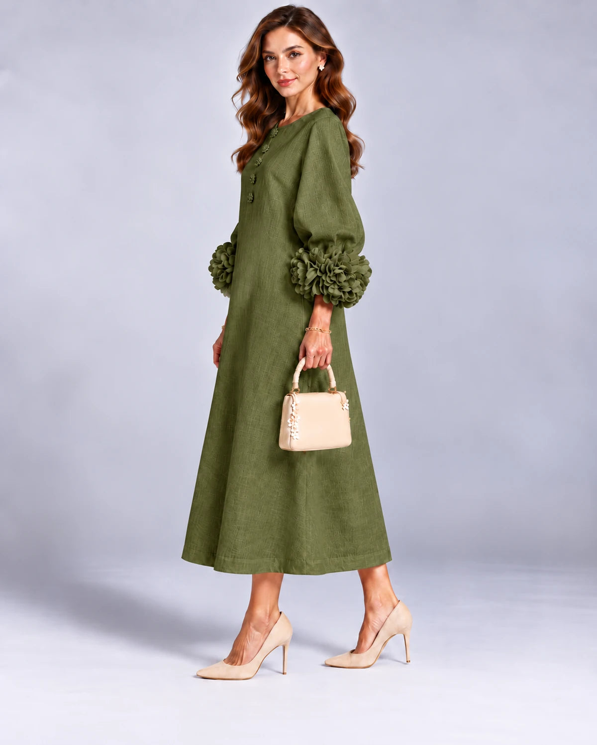 Sirena Midi Dresses — Green | SKU: SD-34033-green-XS,SD-34033-green-S,SD-34033-green-M,SD-34033-green-L,SD-34033-green-XL,SD-34033-green-2XL