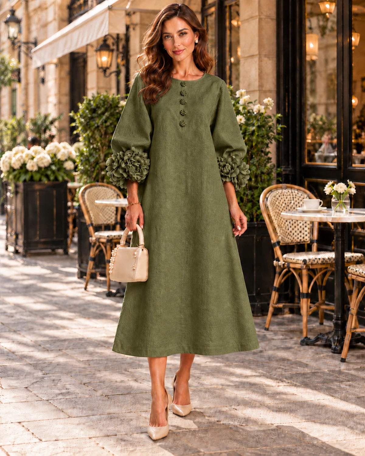 Sirena Midi Dresses — Green | SKU: SD-34033-green-XS,SD-34033-green-S,SD-34033-green-M,SD-34033-green-L,SD-34033-green-XL,SD-34033-green-2XL