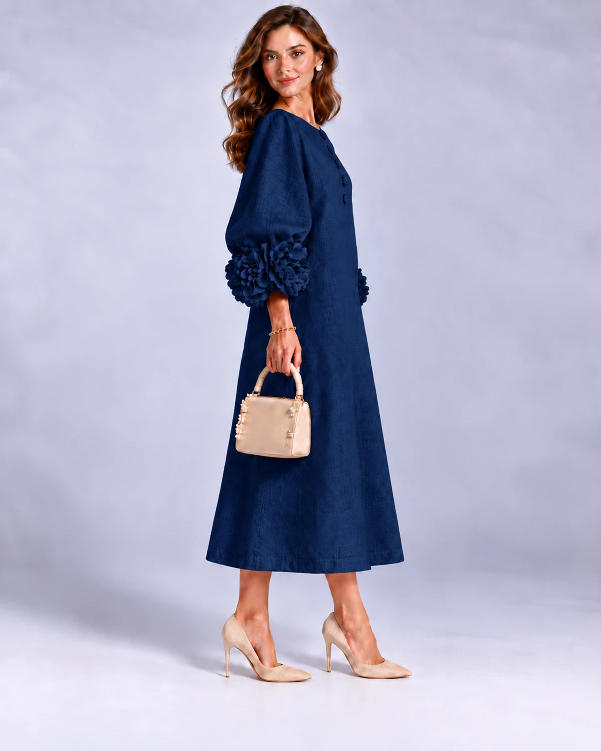 Sirena Midi Dresses — Navy | SKU: SD-34033-navy-XS,SD-34033-navy-S,SD-34033-navy-M,SD-34033-navy-L,SD-34033-navy-XL,SD-34033-navy-2XL