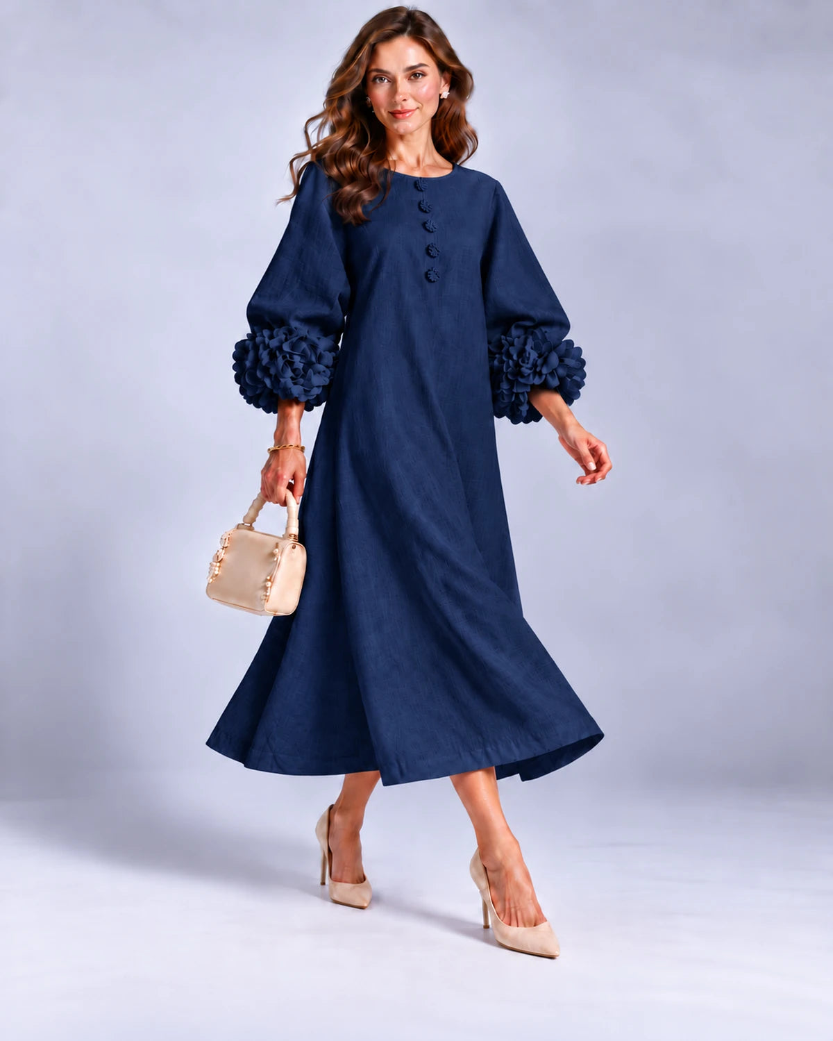 Sirena Midi Dresses — Navy | SKU: SD-34033-navy-XS,SD-34033-navy-S,SD-34033-navy-M,SD-34033-navy-L,SD-34033-navy-XL,SD-34033-navy-2XL