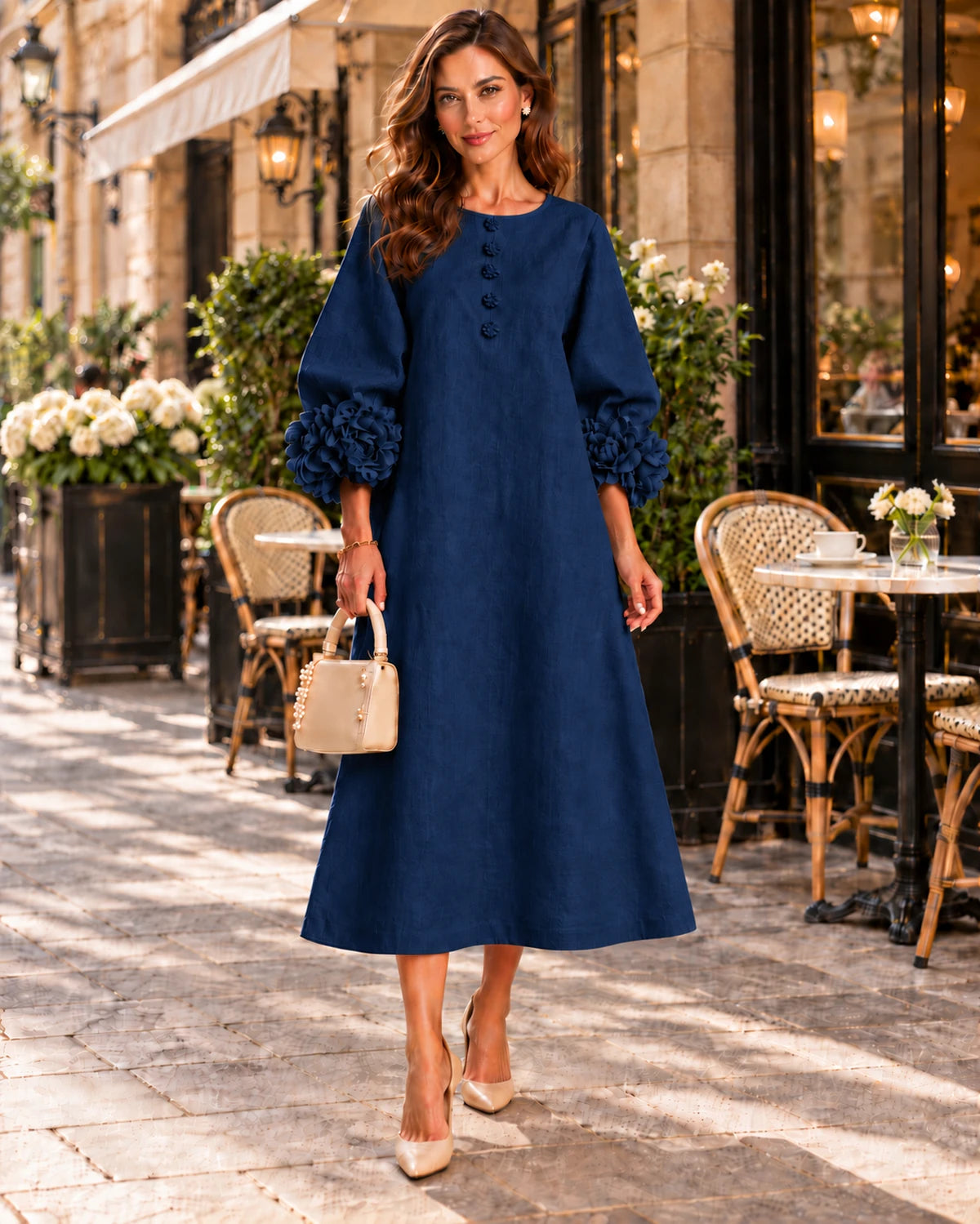 Sirena Midi Dresses — Navy | SKU: SD-34033-navy-XS,SD-34033-navy-S,SD-34033-navy-M,SD-34033-navy-L,SD-34033-navy-XL,SD-34033-navy-2XL