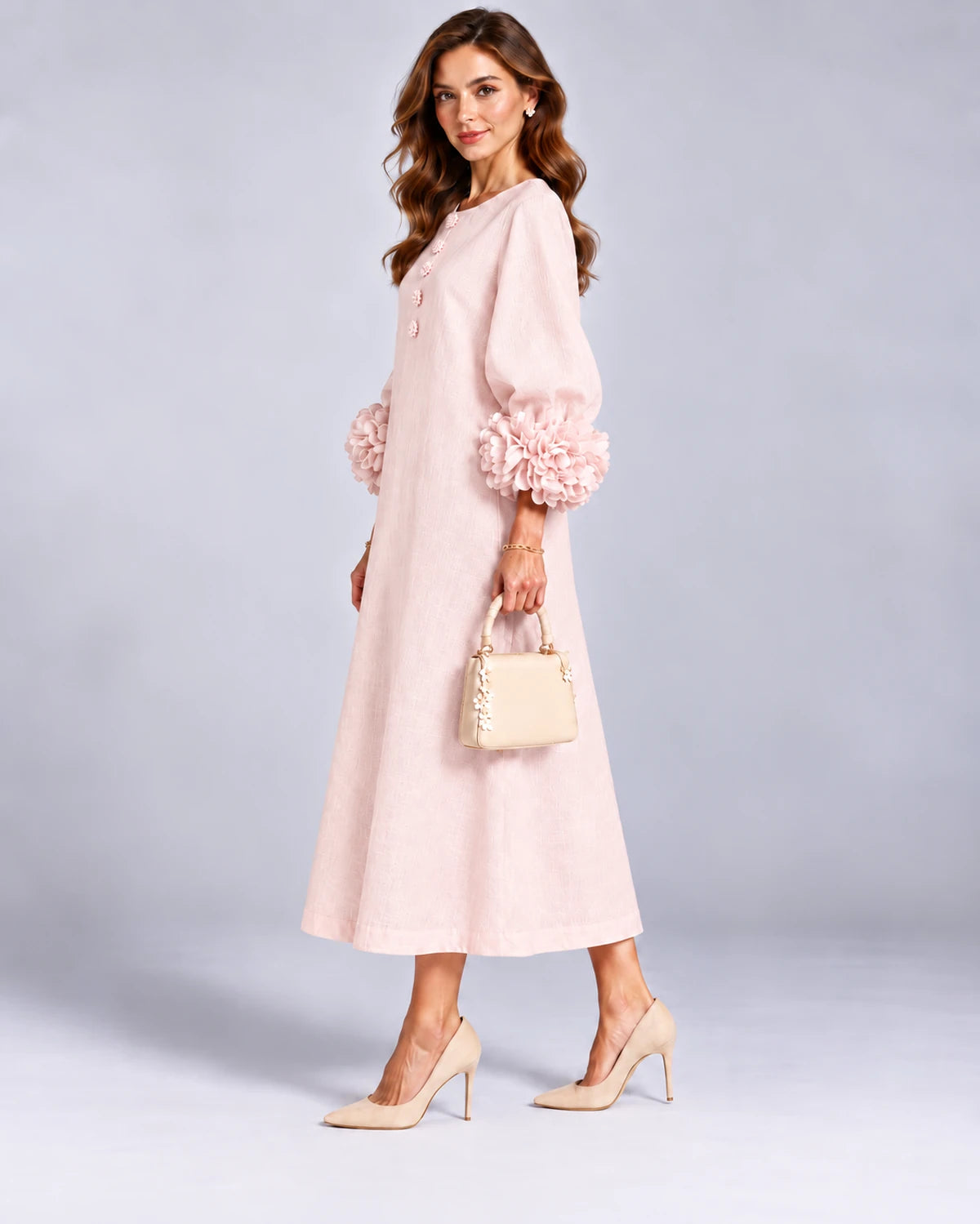 Sirena Midi Dresses — Pink | SKU: SD-34033-pink-XS,SD-34033-pink-S,SD-34033-pink-M,SD-34033-pink-L,SD-34033-pink-XL,SD-34033-pink-2XL