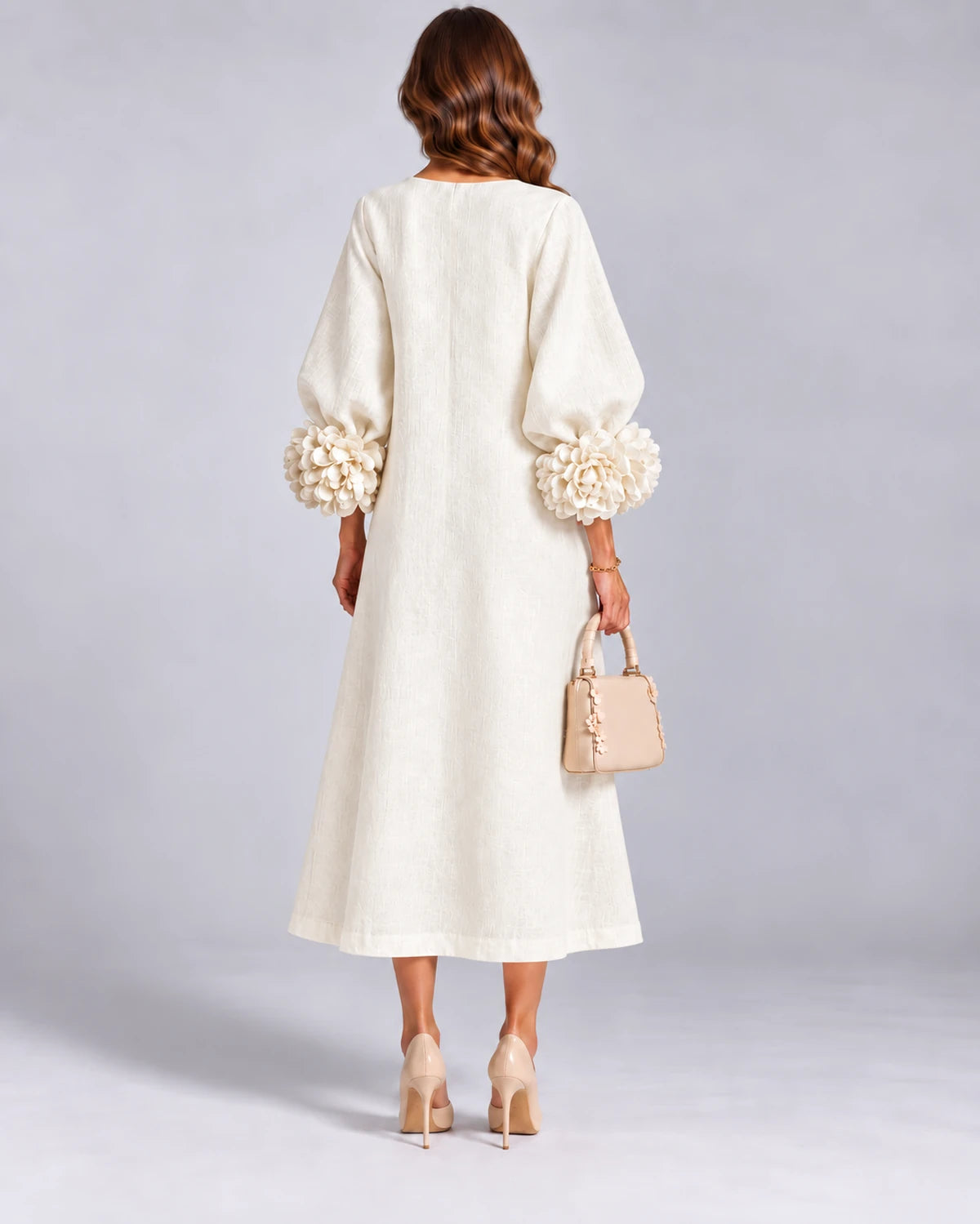 Sirena Midi Dresses — White | SKU: SD-34033-white-XS,SD-34033-white-S,SD-34033-white-M,SD-34033-white-L,SD-34033-white-XL,SD-34033-white-2XL