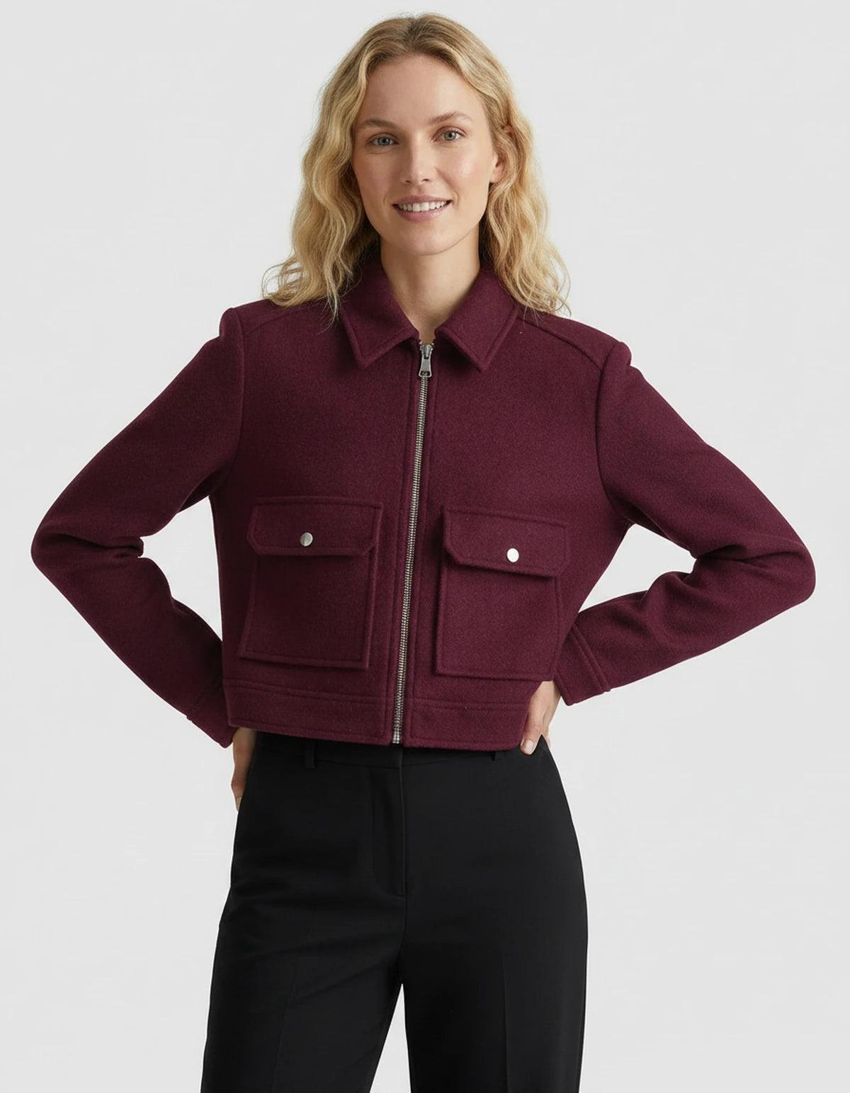 Solstice Coat — Burgundy | SKU: SD-90967-burgundy-XS,SD-90967-burgundy-S,SD-90967-burgundy-M,SD-90967-burgundy-L,SD-90967-burgundy-XL