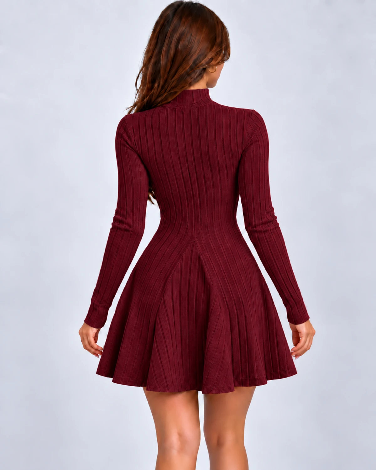 Sophronia Mini Dress — Burgundy | SKU: SD-08666-burgundy-XS,SD-08666-burgundy-S,SD-08666-burgundy-M,SD-08666-burgundy-L,SD-08666-burgundy-XL,SD-08666-burgundy-2XL