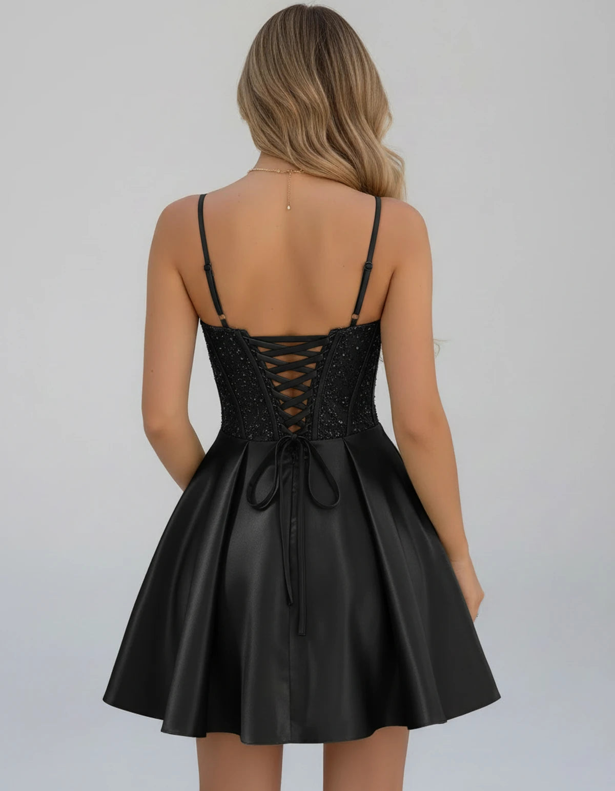Sorbonne Mini Dress — Black | SKU: SD-93312-black-2,SD-93312-black-4,SD-93312-black-6,SD-93312-black-8,SD-93312-black-10,SD-93312-black-12,SD-93312-black-14,SD-93312-black-16,SD-93312-black-16W,SD-93312-black-18W,SD-93312-black-20W,SD-93312-black-22W