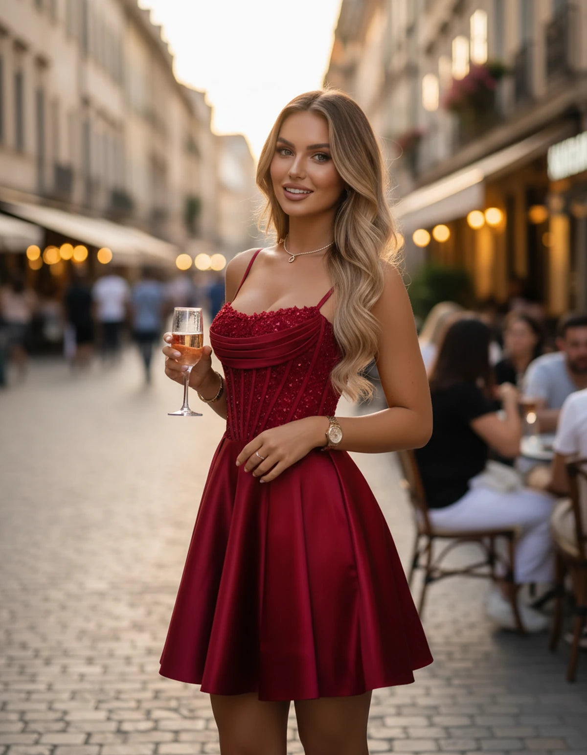 Sorbonne Mini Dress — Red | SKU: SD-93312-red-2,SD-93312-red-4,SD-93312-red-6,SD-93312-red-8,SD-93312-red-10,SD-93312-red-12,SD-93312-red-14,SD-93312-red-16,SD-93312-red-16W,SD-93312-red-18W,SD-93312-red-20W,SD-93312-red-22W
