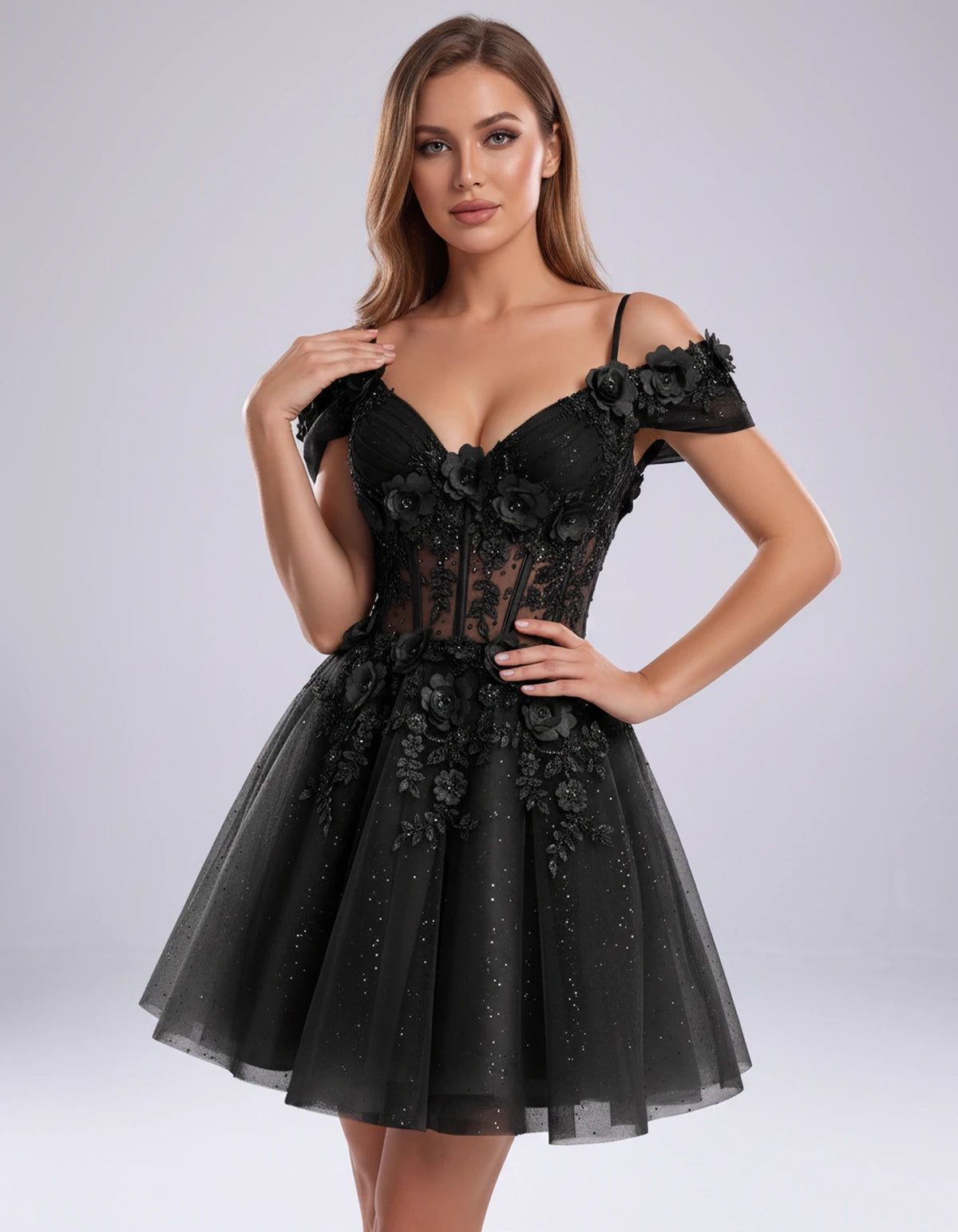 Sorrento Mini Dress — Black | SKU: SD-31432-black-2,SD-31432-black-4,SD-31432-black-6,SD-31432-black-8,SD-31432-black-10,SD-31432-black-12,SD-31432-black-14,SD-31432-black-16,SD-31432-black-16W,SD-31432-black-18W,SD-31432-black-20W,SD-31432-black-22W