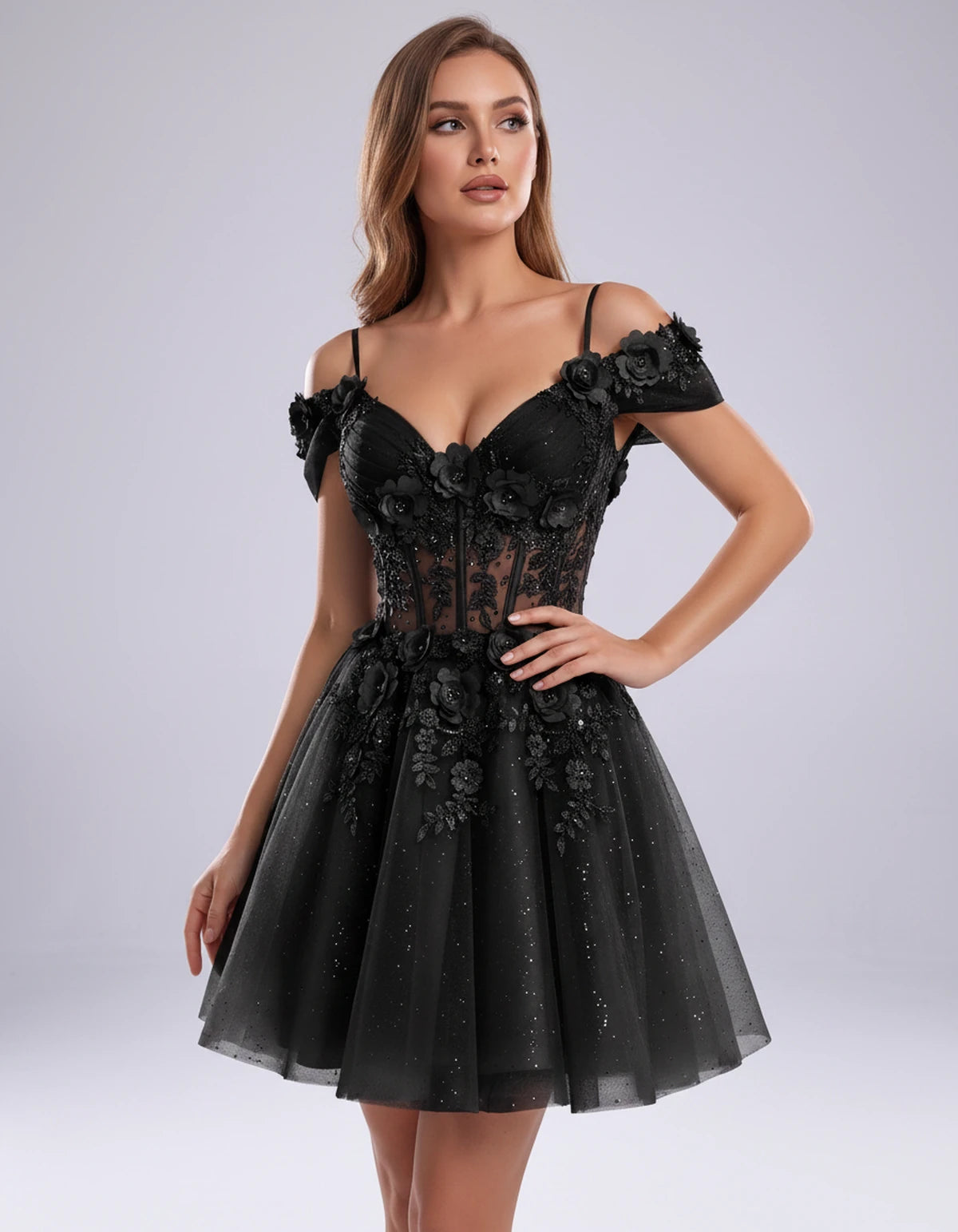 Sorrento Mini Dress — Black | SKU: SD-31432-black-2,SD-31432-black-4,SD-31432-black-6,SD-31432-black-8,SD-31432-black-10,SD-31432-black-12,SD-31432-black-14,SD-31432-black-16,SD-31432-black-16W,SD-31432-black-18W,SD-31432-black-20W,SD-31432-black-22W