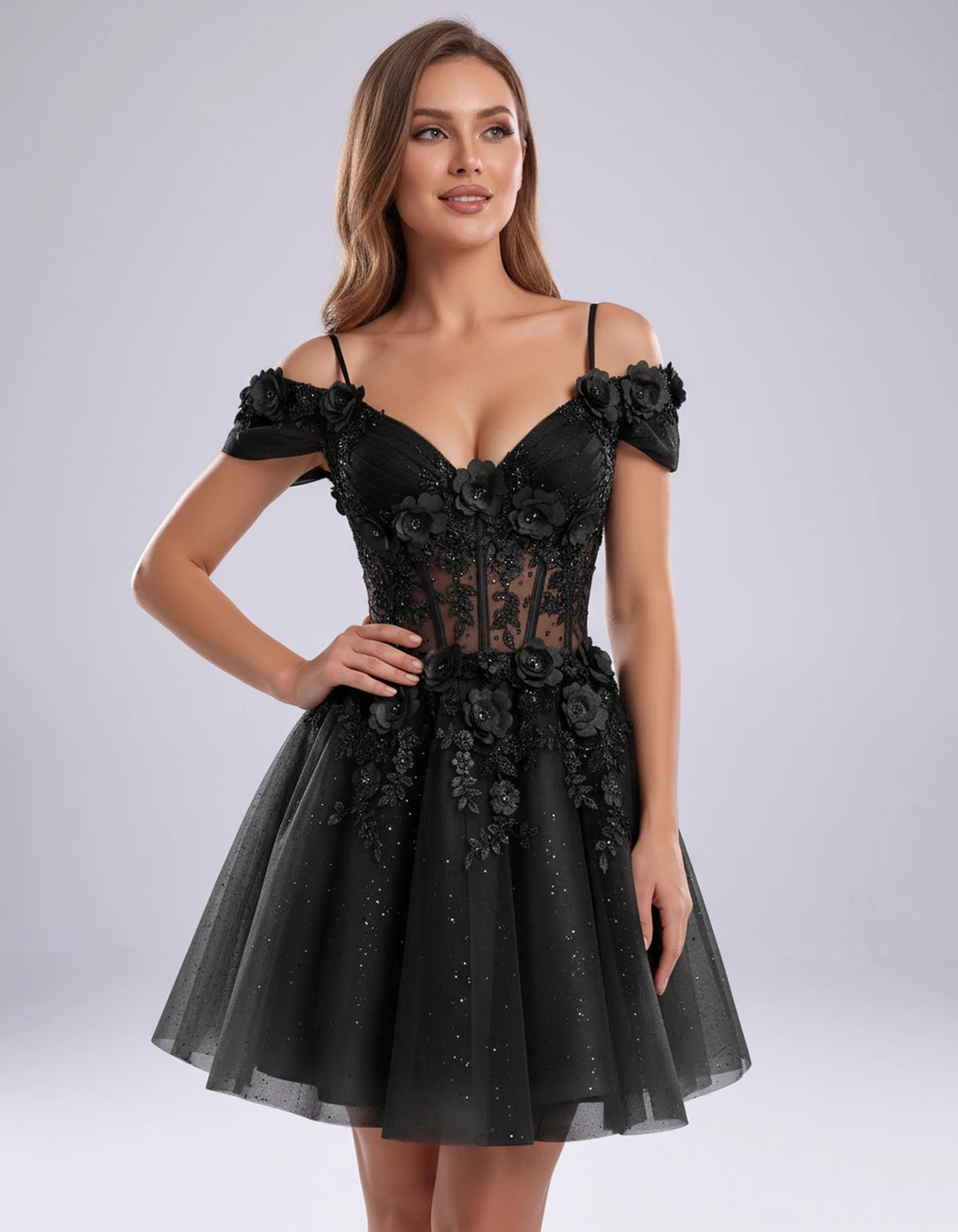 Sorrento Mini Dress — Black | SKU: SD-31432-black-2,SD-31432-black-4,SD-31432-black-6,SD-31432-black-8,SD-31432-black-10,SD-31432-black-12,SD-31432-black-14,SD-31432-black-16,SD-31432-black-16W,SD-31432-black-18W,SD-31432-black-20W,SD-31432-black-22W