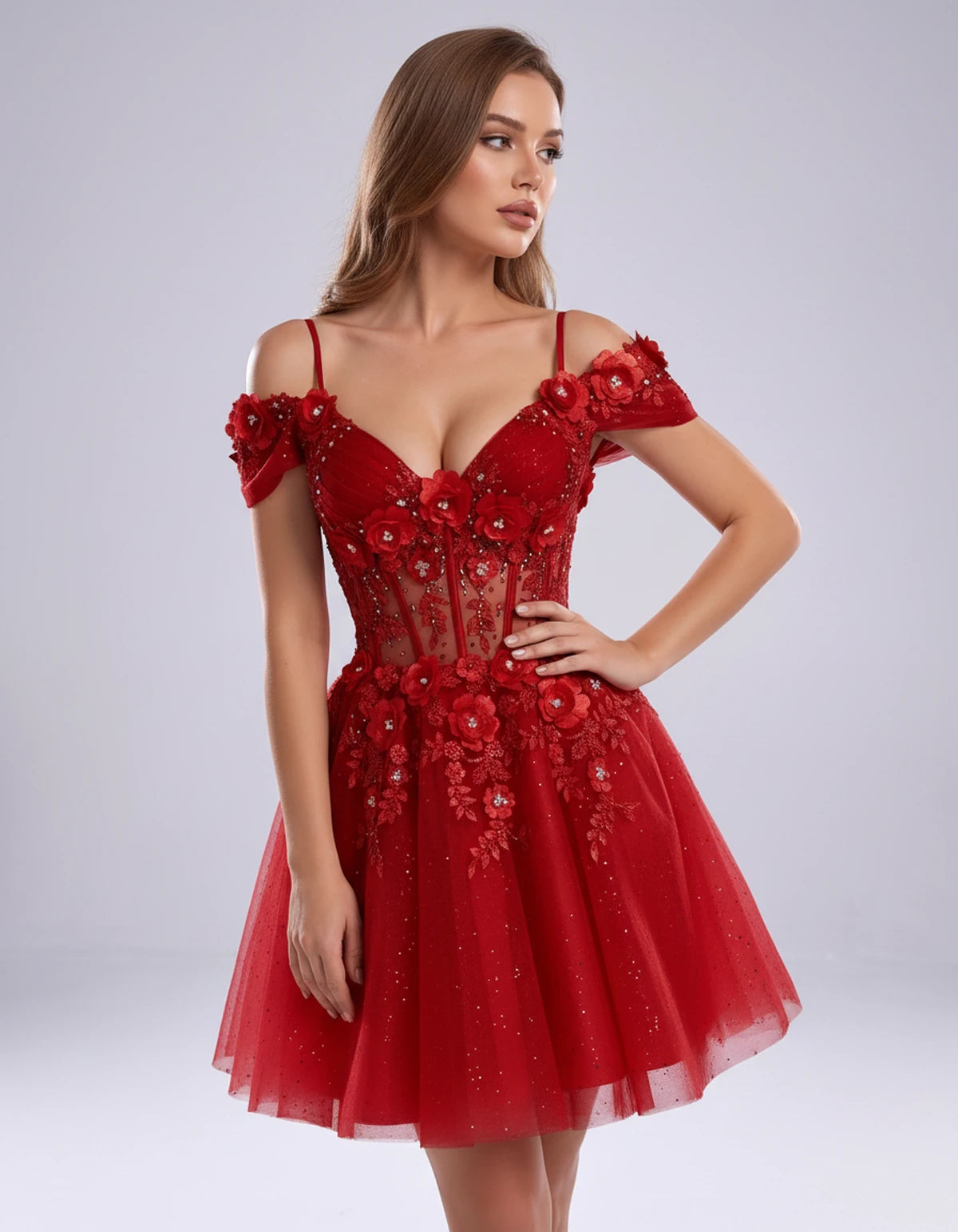 Sorrento Mini Dress — Red | SKU: SD-31432-red-2,SD-31432-red-4,SD-31432-red-6,SD-31432-red-8,SD-31432-red-10,SD-31432-red-12,SD-31432-red-14,SD-31432-red-16,SD-31432-red-16W,SD-31432-red-18W,SD-31432-red-20W,SD-31432-red-22W