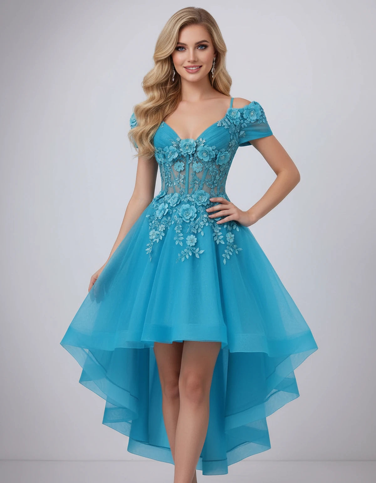 Stellaria Mini Dress — Blue