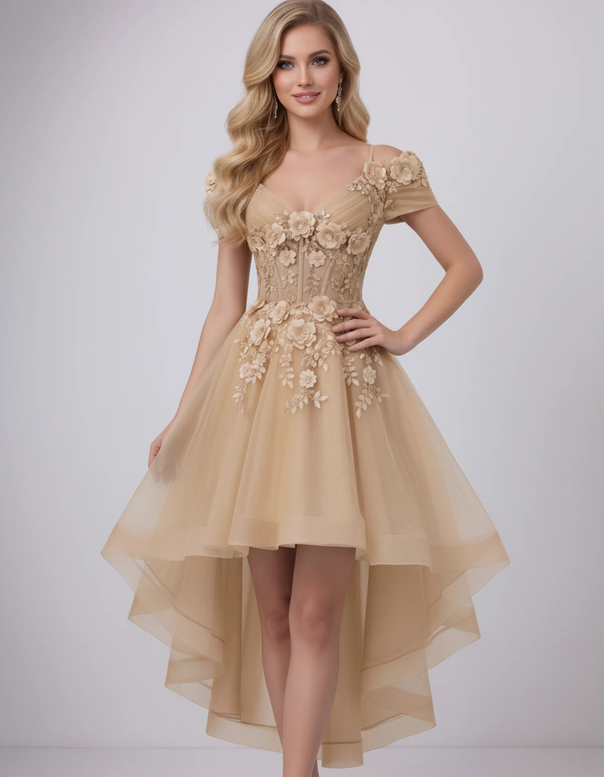 Stellaria Mini Dress — Champagne | SKU: SD-42385-champagne-2,SD-42385-champagne-4,SD-42385-champagne-6,SD-42385-champagne-8,SD-42385-champagne-10,SD-42385-champagne-12,SD-42385-champagne-14,SD-42385-champagne-16,SD-42385-champagne-18W,SD-42385-champagne-20W,SD-42385-champagne-22W,SD-42385-champagne-24W