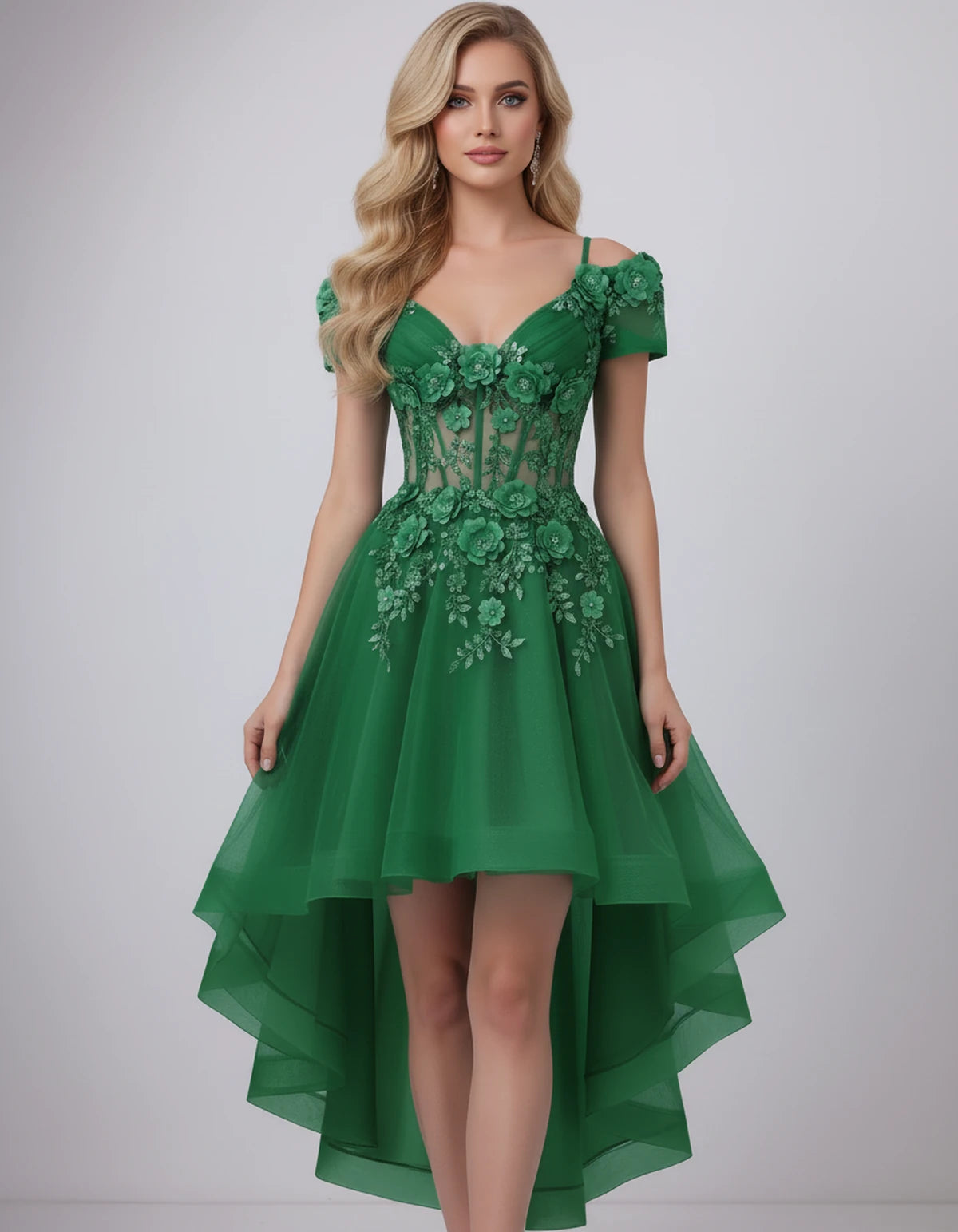 Stellaria Mini Dress — Green | SKU: SD-42385-green-2,SD-42385-green-4,SD-42385-green-6,SD-42385-green-8,SD-42385-green-10,SD-42385-green-12,SD-42385-green-14,SD-42385-green-16,SD-42385-green-18W,SD-42385-green-20W,SD-42385-green-22W,SD-42385-green-24W