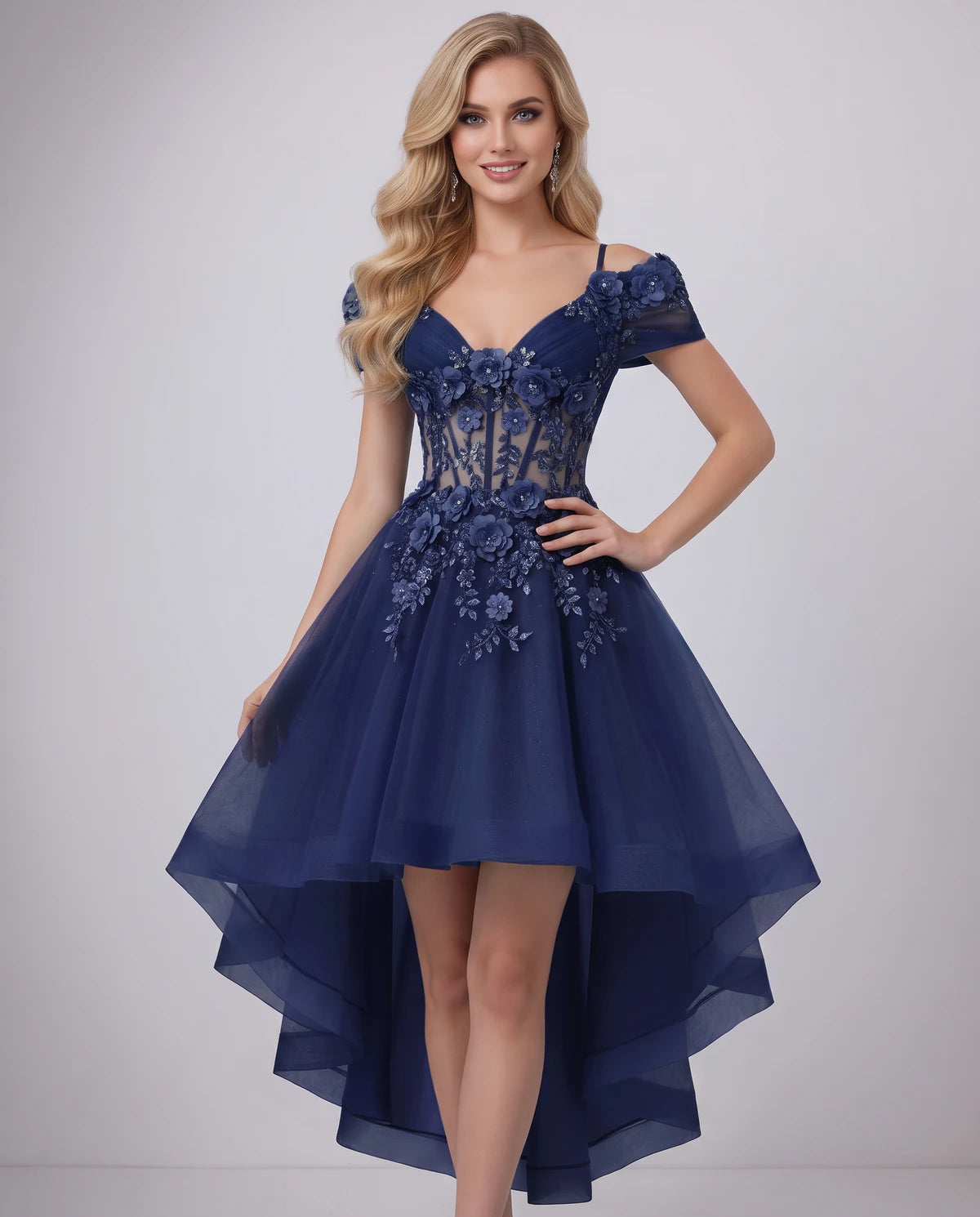 Stellaria Mini Dress — Navy
