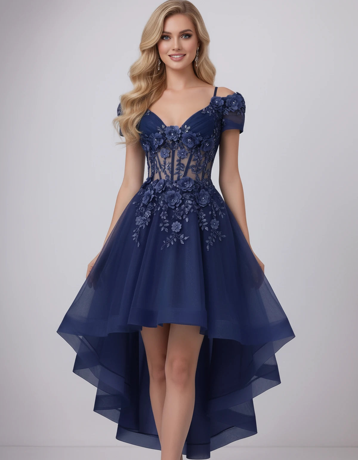 Stellaria Mini Dress — Navy | SKU: SD-42385-navy-2,SD-42385-navy-4,SD-42385-navy-6,SD-42385-navy-8,SD-42385-navy-10,SD-42385-navy-12,SD-42385-navy-14,SD-42385-navy-16,SD-42385-navy-18W,SD-42385-navy-20W,SD-42385-navy-22W,SD-42385-navy-24W