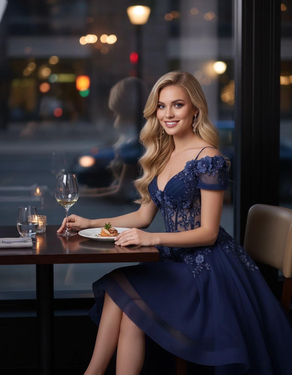 Stellaria Mini Dress — Navy | SKU: SD-42385-navy-2,SD-42385-navy-4,SD-42385-navy-6,SD-42385-navy-8,SD-42385-navy-10,SD-42385-navy-12,SD-42385-navy-14,SD-42385-navy-16,SD-42385-navy-18W,SD-42385-navy-20W,SD-42385-navy-22W,SD-42385-navy-24W