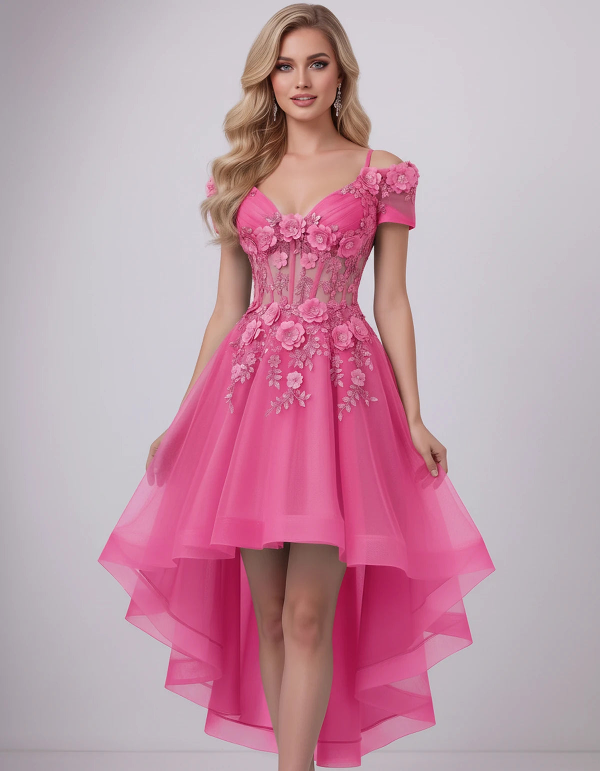 Stellaria Mini Dress — Pink | SKU: SD-42385-pink-2,SD-42385-pink-4,SD-42385-pink-6,SD-42385-pink-8,SD-42385-pink-10,SD-42385-pink-12,SD-42385-pink-14,SD-42385-pink-16,SD-42385-pink-18W,SD-42385-pink-20W,SD-42385-pink-22W,SD-42385-pink-24W