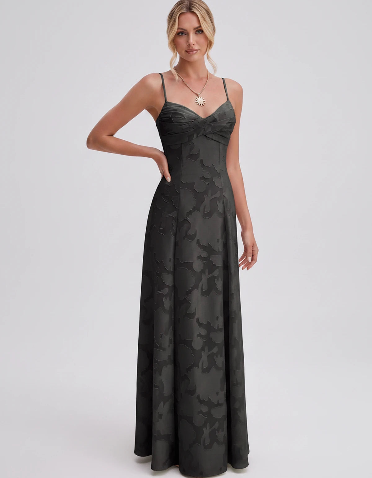 Sylvaine Maxi Dress — Black | SKU: SD-93117-black-2,SD-93117-black-4,SD-93117-black-6,SD-93117-black-8,SD-93117-black-10,SD-93117-black-12,SD-93117-black-14,SD-93117-black-16,SD-93117-black-16W,SD-93117-black-18W,SD-93117-black-20W,SD-93117-black-22W