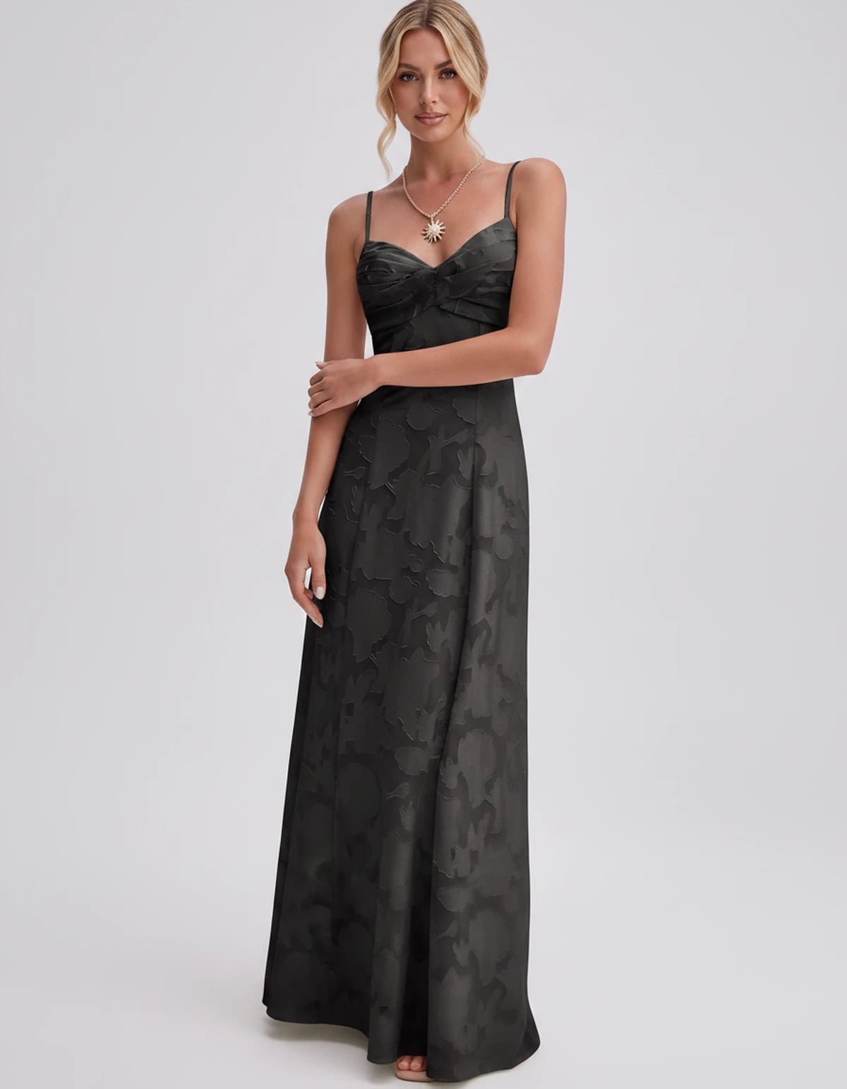 Sylvaine Maxi Dress — Black | SKU: SD-93117-black-2,SD-93117-black-4,SD-93117-black-6,SD-93117-black-8,SD-93117-black-10,SD-93117-black-12,SD-93117-black-14,SD-93117-black-16,SD-93117-black-16W,SD-93117-black-18W,SD-93117-black-20W,SD-93117-black-22W