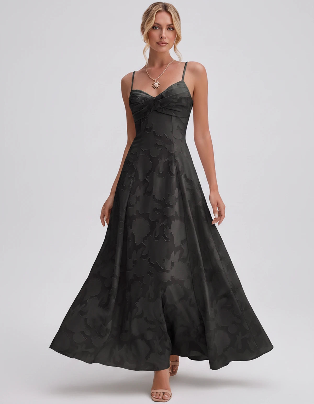 Sylvaine Maxi Dress — Black | SKU: SD-93117-black-2,SD-93117-black-4,SD-93117-black-6,SD-93117-black-8,SD-93117-black-10,SD-93117-black-12,SD-93117-black-14,SD-93117-black-16,SD-93117-black-16W,SD-93117-black-18W,SD-93117-black-20W,SD-93117-black-22W