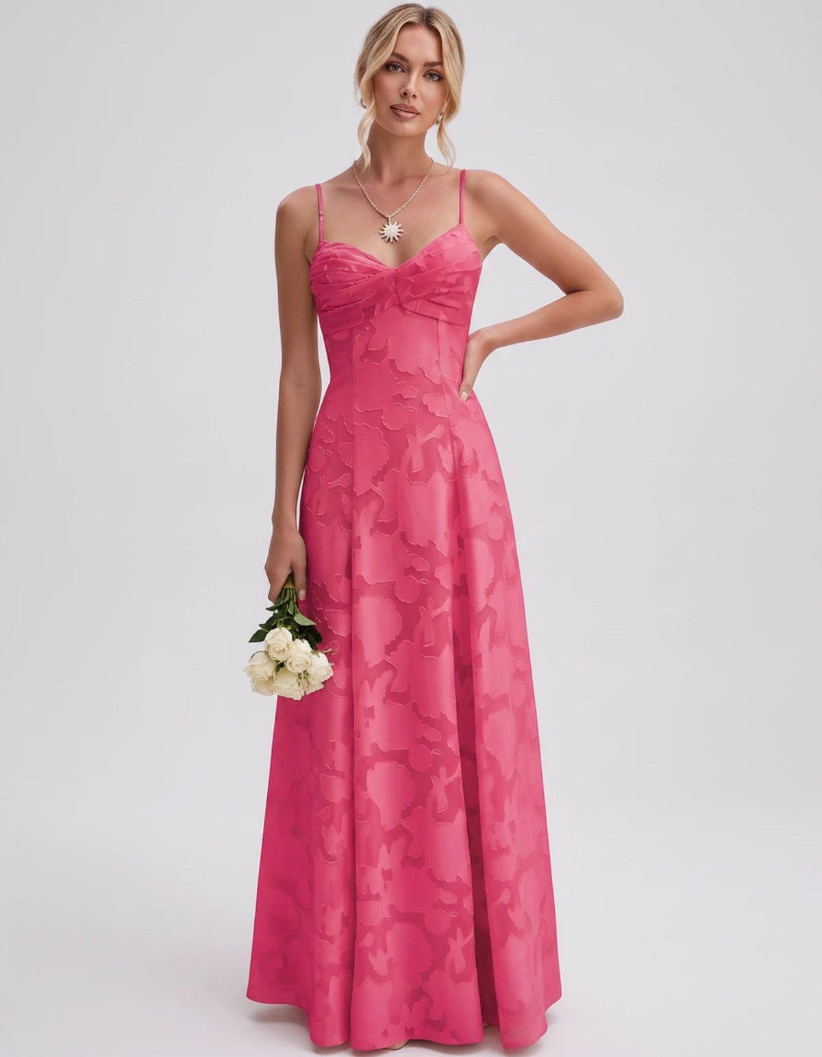 Sylvaine Maxi Dress — Hot Pink | SKU: SD-93117-hotpink-2,SD-93117-hotpink-4,SD-93117-hotpink-6,SD-93117-hotpink-8,SD-93117-hotpink-10,SD-93117-hotpink-12,SD-93117-hotpink-14,SD-93117-hotpink-16,SD-93117-hotpink-16W,SD-93117-hotpink-18W,SD-93117-hotpink-20W,SD-93117-hotpink-22W