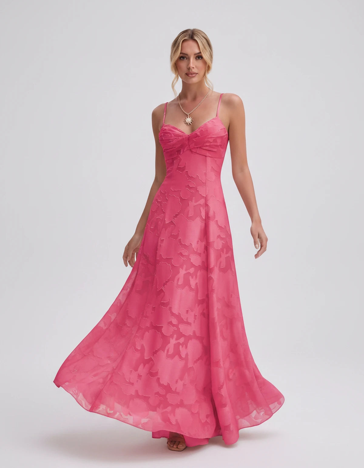 Sylvaine Maxi Dress — Hot Pink | SKU: SD-93117-hotpink-2,SD-93117-hotpink-4,SD-93117-hotpink-6,SD-93117-hotpink-8,SD-93117-hotpink-10,SD-93117-hotpink-12,SD-93117-hotpink-14,SD-93117-hotpink-16,SD-93117-hotpink-16W,SD-93117-hotpink-18W,SD-93117-hotpink-20W,SD-93117-hotpink-22W