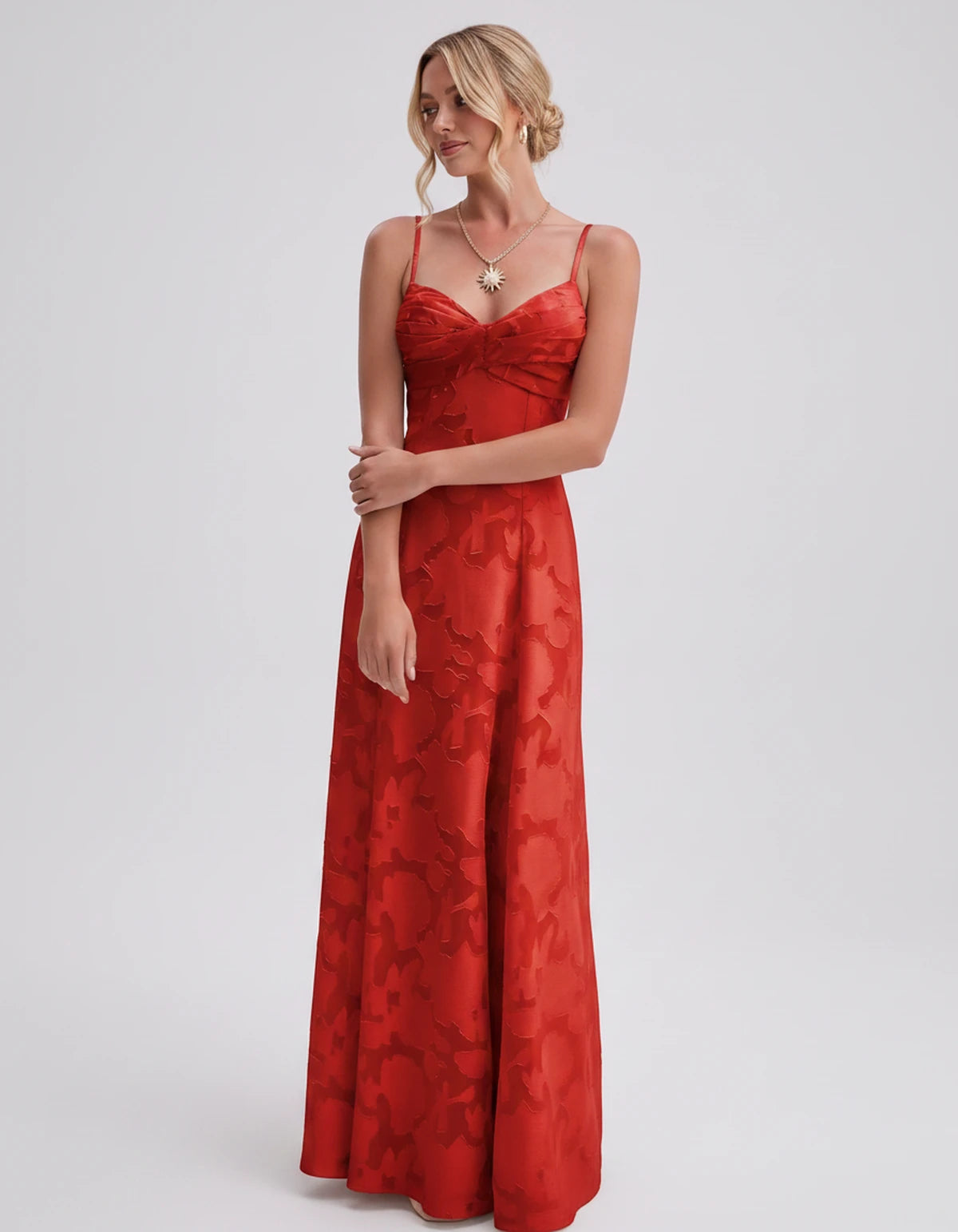 Sylvaine Maxi Dress — Red | SKU: SD-93117-red-2,SD-93117-red-4,SD-93117-red-6,SD-93117-red-8,SD-93117-red-10,SD-93117-red-12,SD-93117-red-14,SD-93117-red-16,SD-93117-red-16W,SD-93117-red-18W,SD-93117-red-20W,SD-93117-red-22W