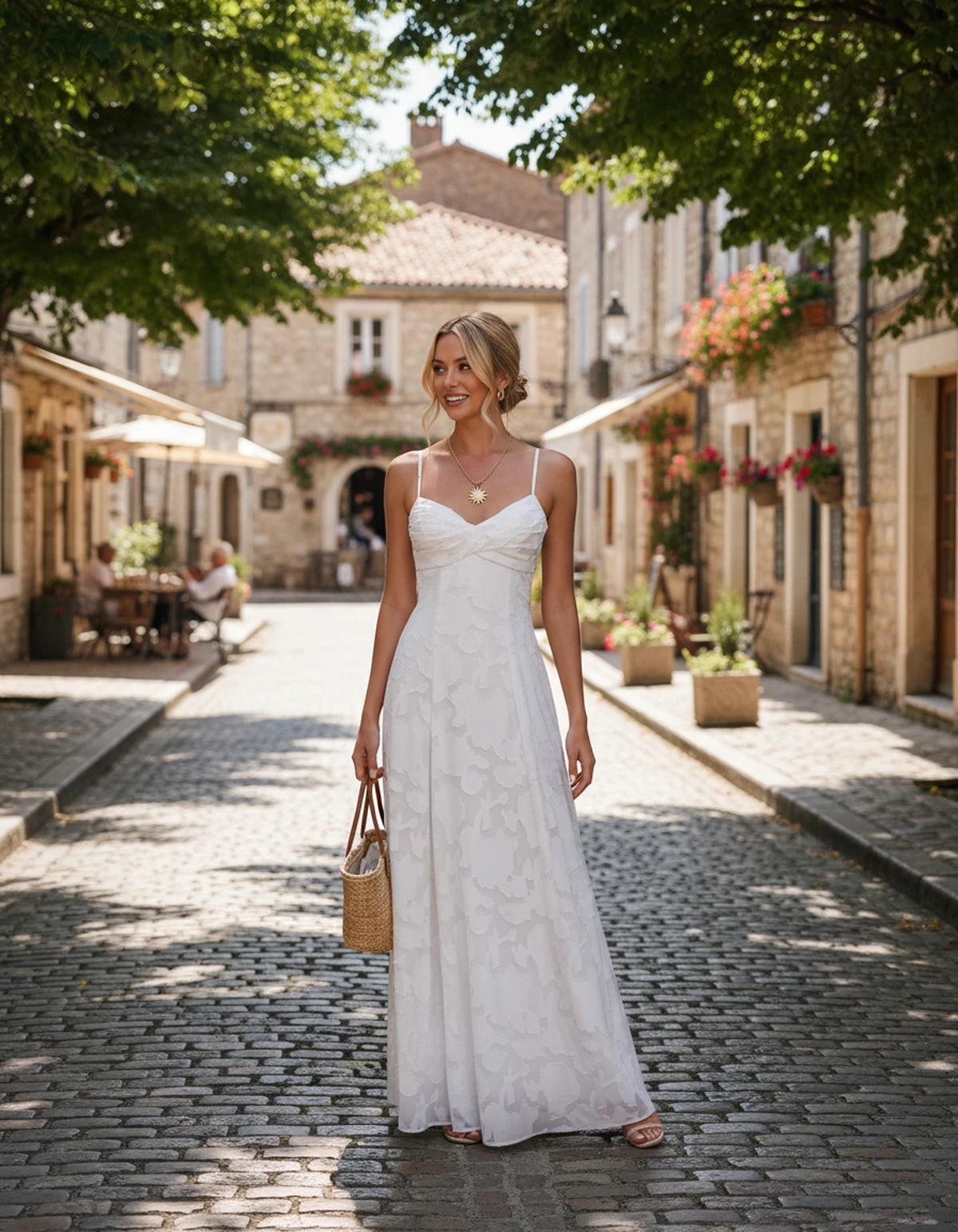 Sylvaine Maxi Dress — White | SKU: SD-93117-white-2,SD-93117-white-4,SD-93117-white-6,SD-93117-white-8,SD-93117-white-10,SD-93117-white-12,SD-93117-white-14,SD-93117-white-16,SD-93117-white-16W,SD-93117-white-18W,SD-93117-white-20W,SD-93117-white-22W