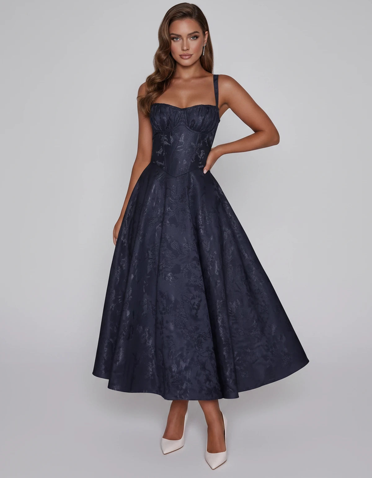 Tavira Midi Dresses — Navy | SKU: SD-43065-navy-2,SD-43065-navy-4,SD-43065-navy-6,SD-43065-navy-8,SD-43065-navy-10,SD-43065-navy-12,SD-43065-navy-14,SD-43065-navy-16,SD-43065-navy-16W,SD-43065-navy-18W,SD-43065-navy-20W,SD-43065-navy-22W