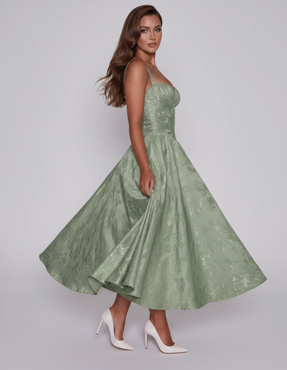 Tavira Midi Dresses — Sage Green | SKU: SD-43065-sagegreen-2,SD-43065-sagegreen-4,SD-43065-sagegreen-6,SD-43065-sagegreen-8,SD-43065-sagegreen-10,SD-43065-sagegreen-12,SD-43065-sagegreen-14,SD-43065-sagegreen-16,SD-43065-sagegreen-16W,SD-43065-sagegreen-18W,SD-43065-sagegreen-20W,SD-43065-sagegreen-22W