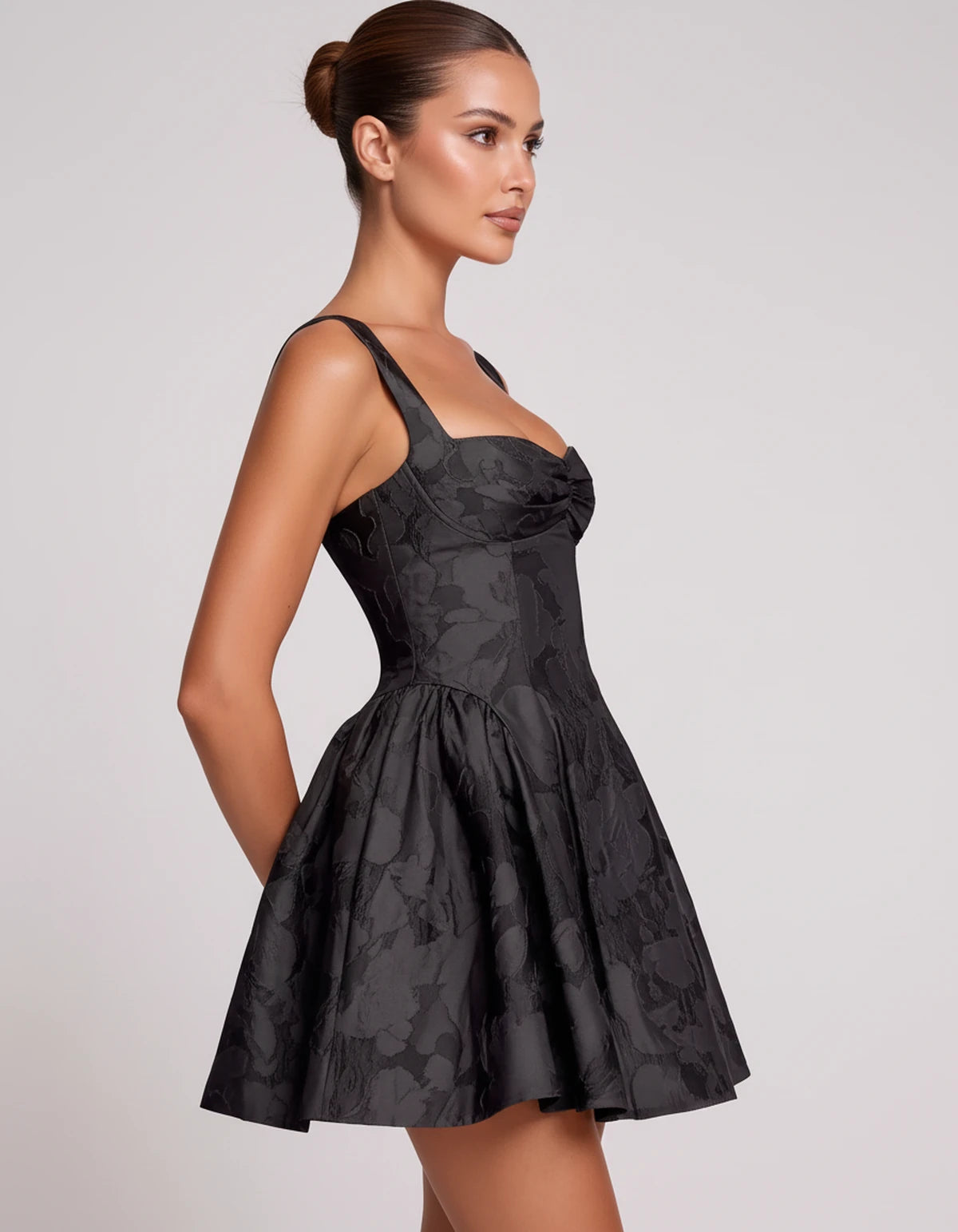 Theodora Mini Dress — Black | SKU: SD-88572-black-2,SD-88572-black-4,SD-88572-black-6,SD-88572-black-8,SD-88572-black-10,SD-88572-black-12,SD-88572-black-14,SD-88572-black-16,SD-88572-black-16W,SD-88572-black-18W,SD-88572-black-20W,SD-88572-black-22W
