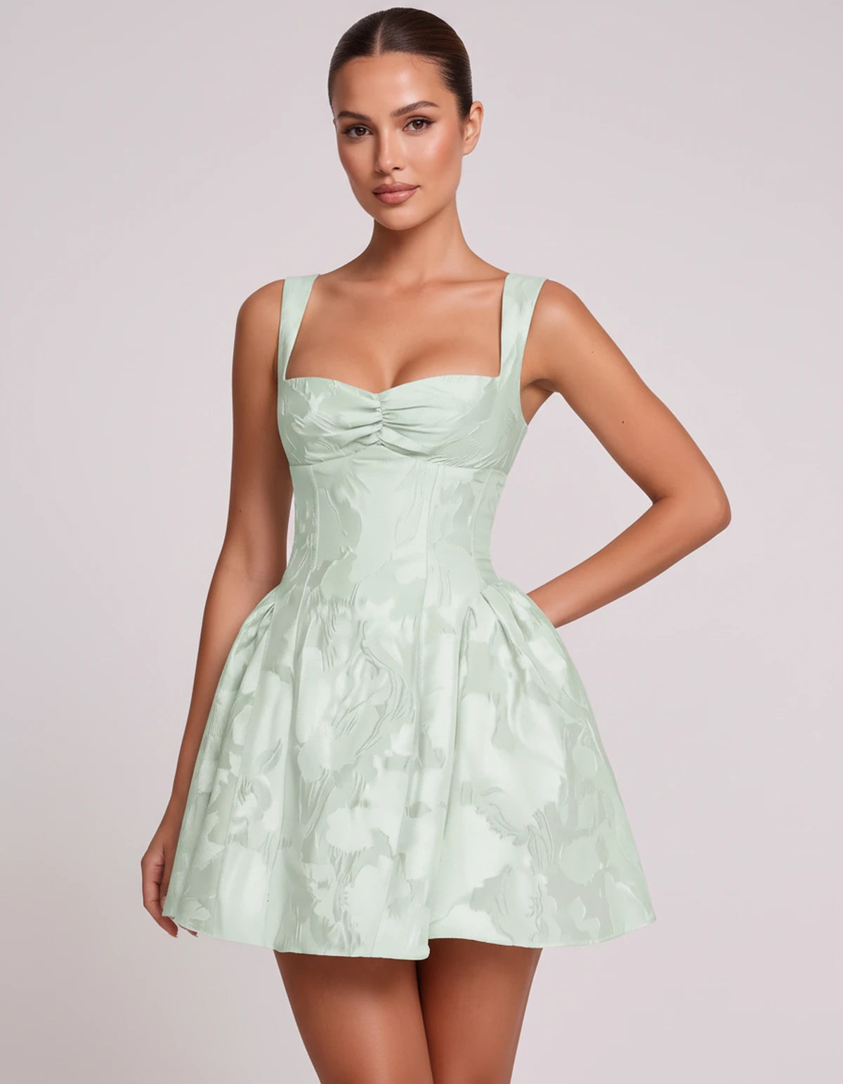 Theodora Mini Dress — Mint Green | SKU: SD-88572-mintgreen-2,SD-88572-mintgreen-4,SD-88572-mintgreen-6,SD-88572-mintgreen-8,SD-88572-mintgreen-10,SD-88572-mintgreen-12,SD-88572-mintgreen-14,SD-88572-mintgreen-16,SD-88572-mintgreen-16W,SD-88572-mintgreen-18W,SD-88572-mintgreen-20W,SD-88572-mintgreen-22W
