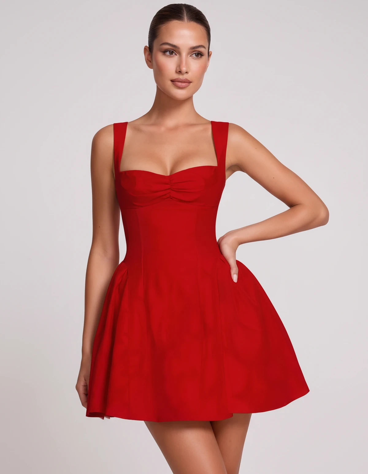 Theodora Mini Dress — Red | SKU: SD-88572-red-2,SD-88572-red-4,SD-88572-red-6,SD-88572-red-8,SD-88572-red-10,SD-88572-red-12,SD-88572-red-14,SD-88572-red-16,SD-88572-red-16W,SD-88572-red-18W,SD-88572-red-20W,SD-88572-red-22W