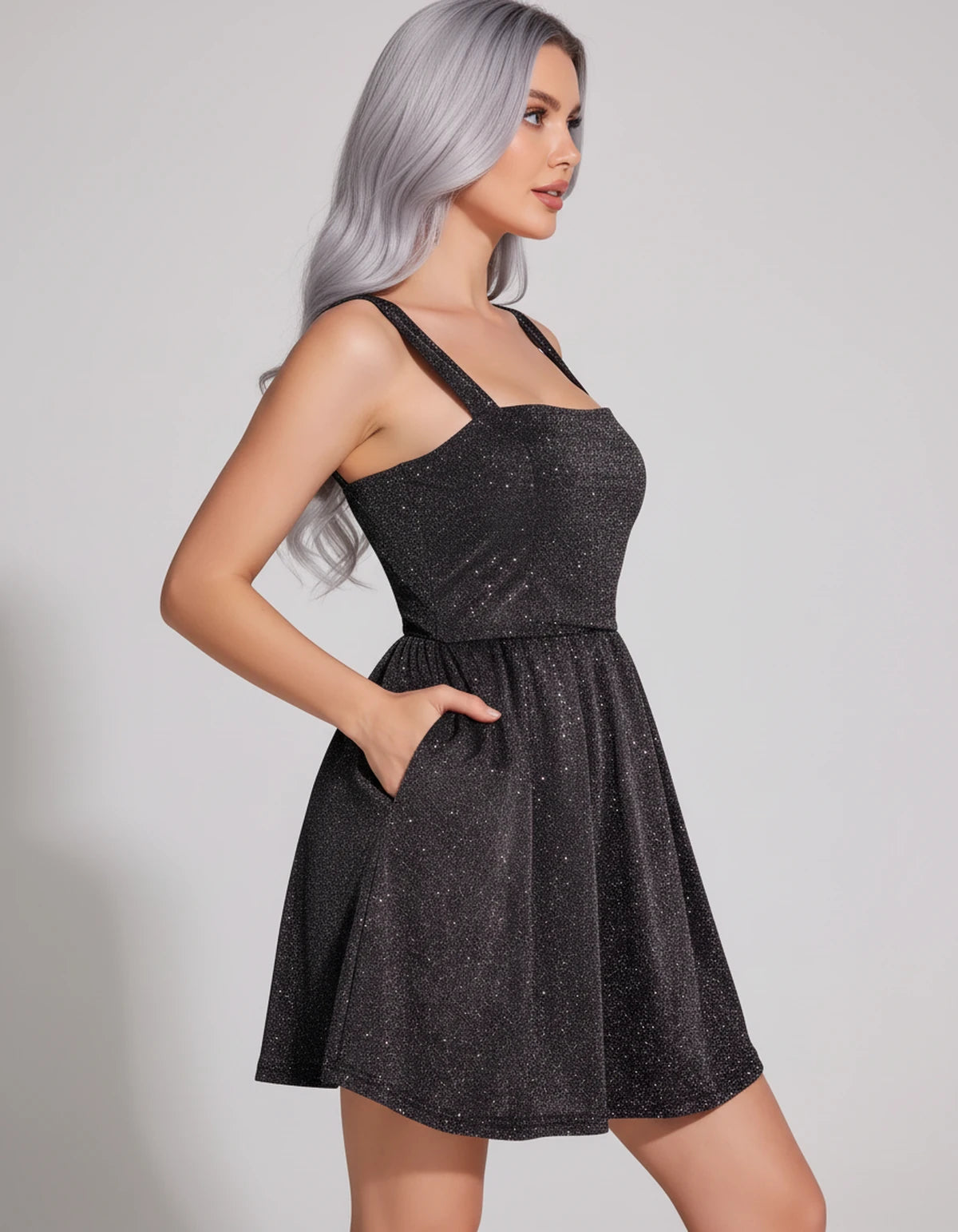 Tramontane Mini Dress — Black | SKU: SD-44246-black-2,SD-44246-black-4,SD-44246-black-6,SD-44246-black-8,SD-44246-black-10,SD-44246-black-12,SD-44246-black-14,SD-44246-black-16,SD-44246-black-16W,SD-44246-black-18W,SD-44246-black-20W