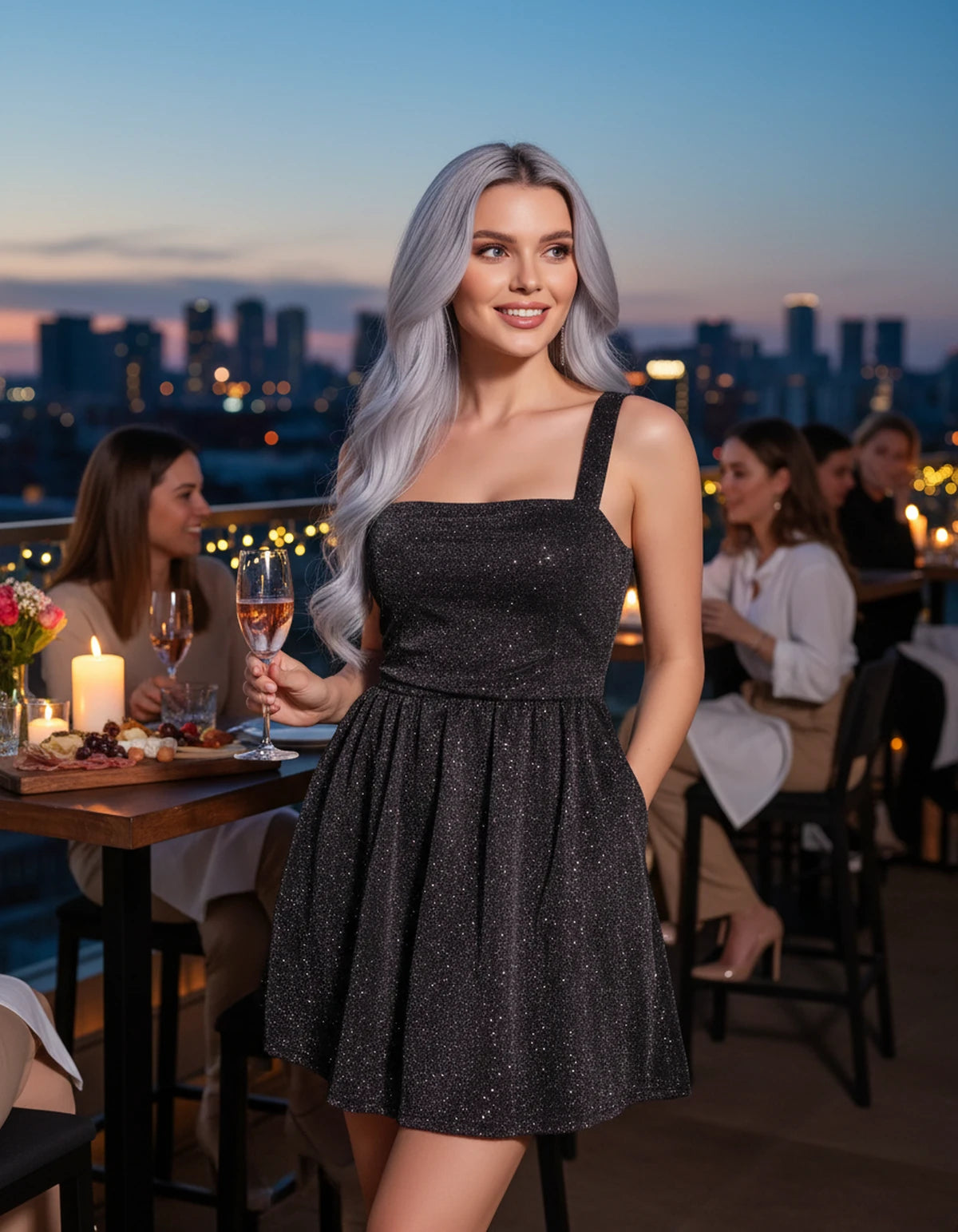 Tramontane Mini Dress — Black | SKU: SD-44246-black-2,SD-44246-black-4,SD-44246-black-6,SD-44246-black-8,SD-44246-black-10,SD-44246-black-12,SD-44246-black-14,SD-44246-black-16,SD-44246-black-16W,SD-44246-black-18W,SD-44246-black-20W