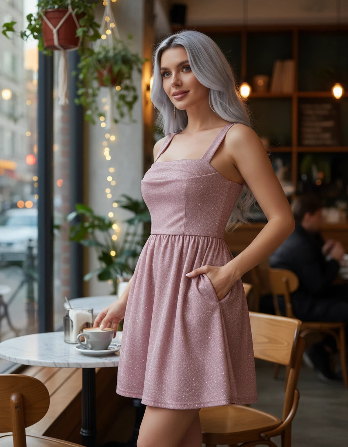 Tramontane Mini Dress — Blush | SKU: SD-44246-blush-2,SD-44246-blush-4,SD-44246-blush-6,SD-44246-blush-8,SD-44246-blush-10,SD-44246-blush-12,SD-44246-blush-14,SD-44246-blush-16,SD-44246-blush-16W,SD-44246-blush-18W,SD-44246-blush-20W