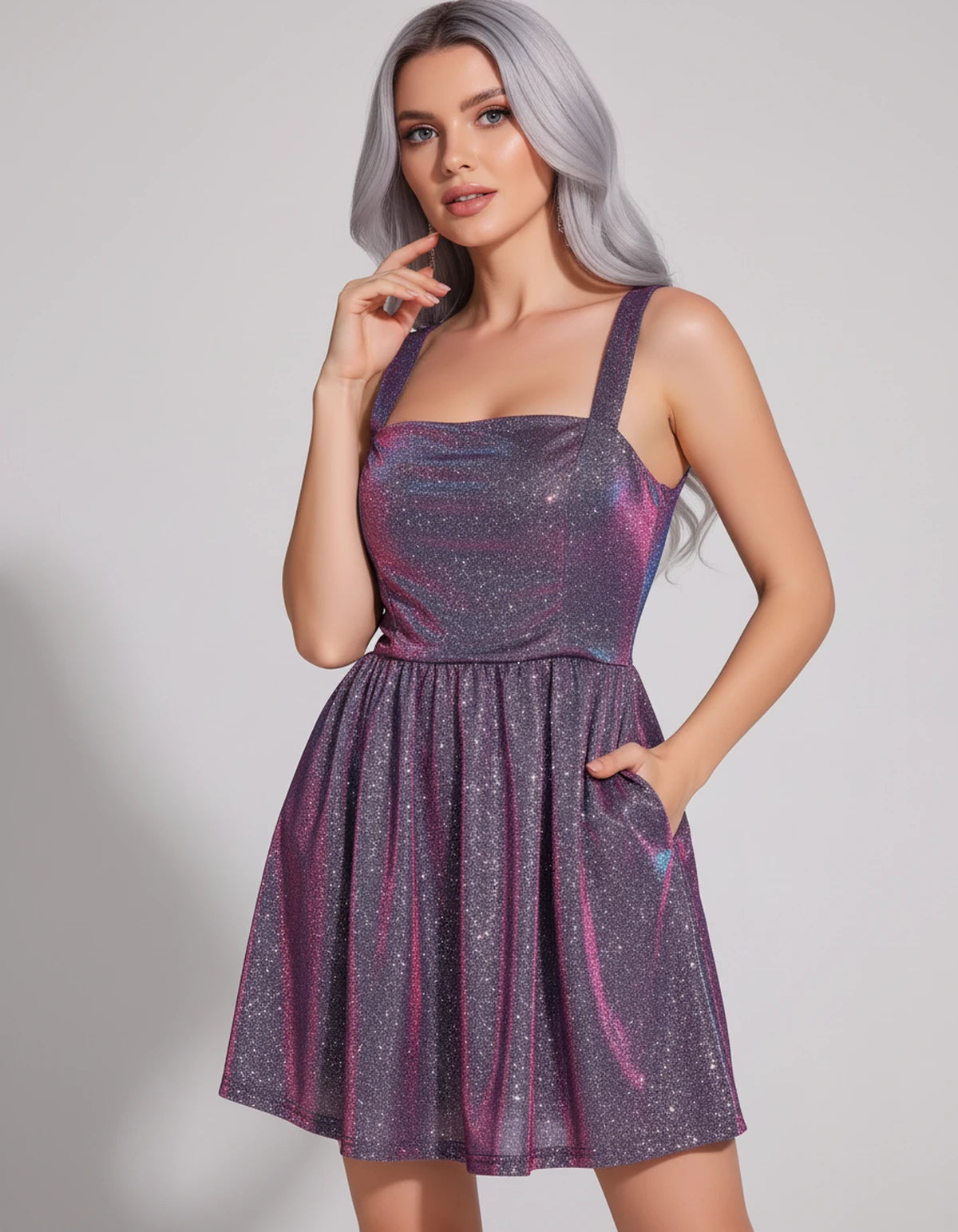 Tramontane Mini Dress — Colorful Purple | SKU: SD-44246-colorfulpurple-2,SD-44246-colorfulpurple-4,SD-44246-colorfulpurple-6,SD-44246-colorfulpurple-8,SD-44246-colorfulpurple-10,SD-44246-colorfulpurple-12,SD-44246-colorfulpurple-14,SD-44246-colorfulpurple-16,SD-44246-colorfulpurple-16W,SD-44246-colorfulpurple-18W,SD-44246-colorfulpurple-20W
