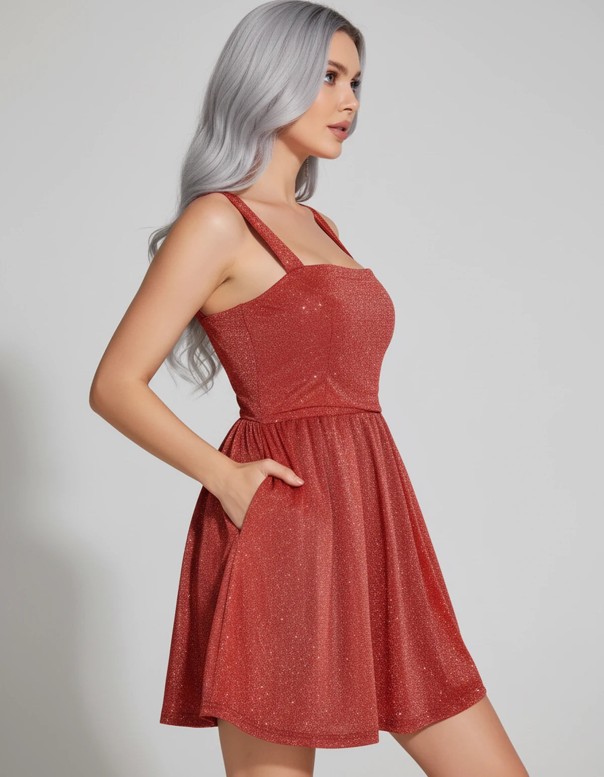 Tramontane Mini Dress — Red | SKU: SD-44246-red-2,SD-44246-red-4,SD-44246-red-6,SD-44246-red-8,SD-44246-red-10,SD-44246-red-12,SD-44246-red-14,SD-44246-red-16,SD-44246-red-16W,SD-44246-red-18W,SD-44246-red-20W